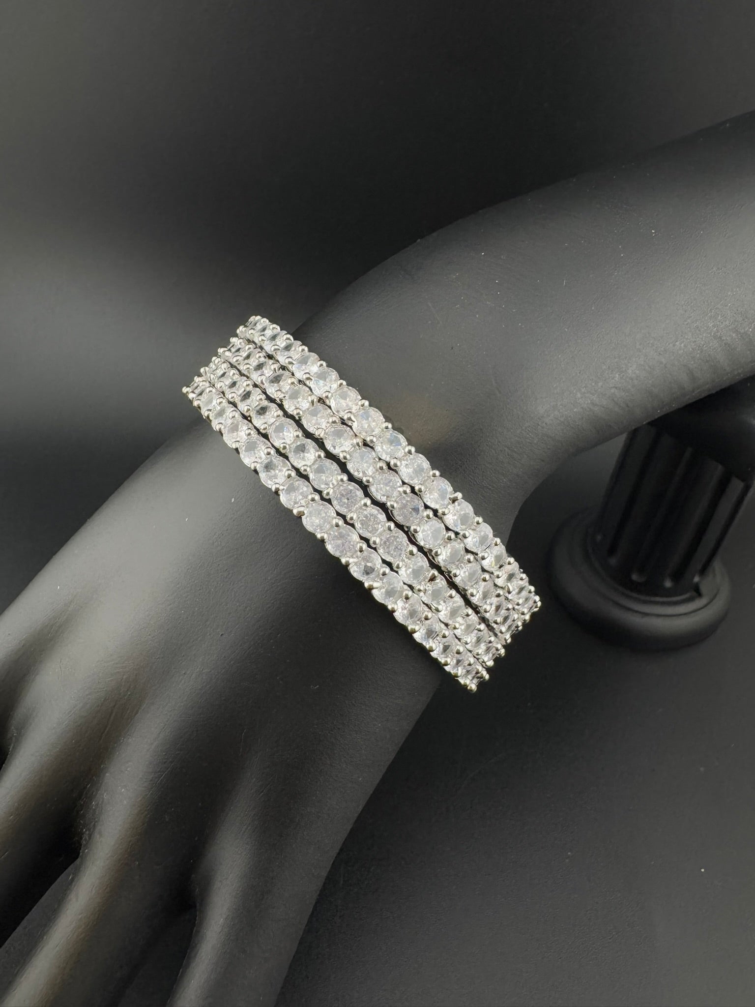 Gold and Silver Cubic Zirconia bangle is Designer inspired bangles set of 4/Indian Kada set