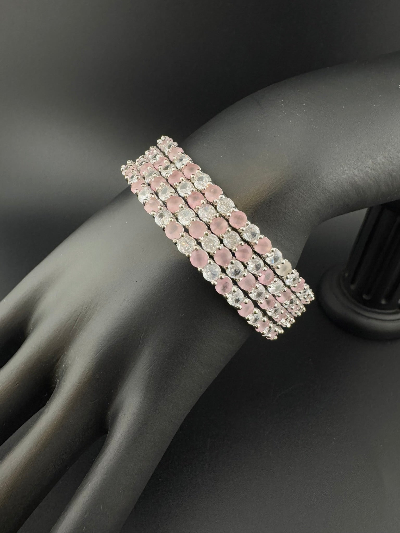 Gold and Silver Cubic Zirconia bangle is Designer inspired bangles set of 4/Indian Kada set