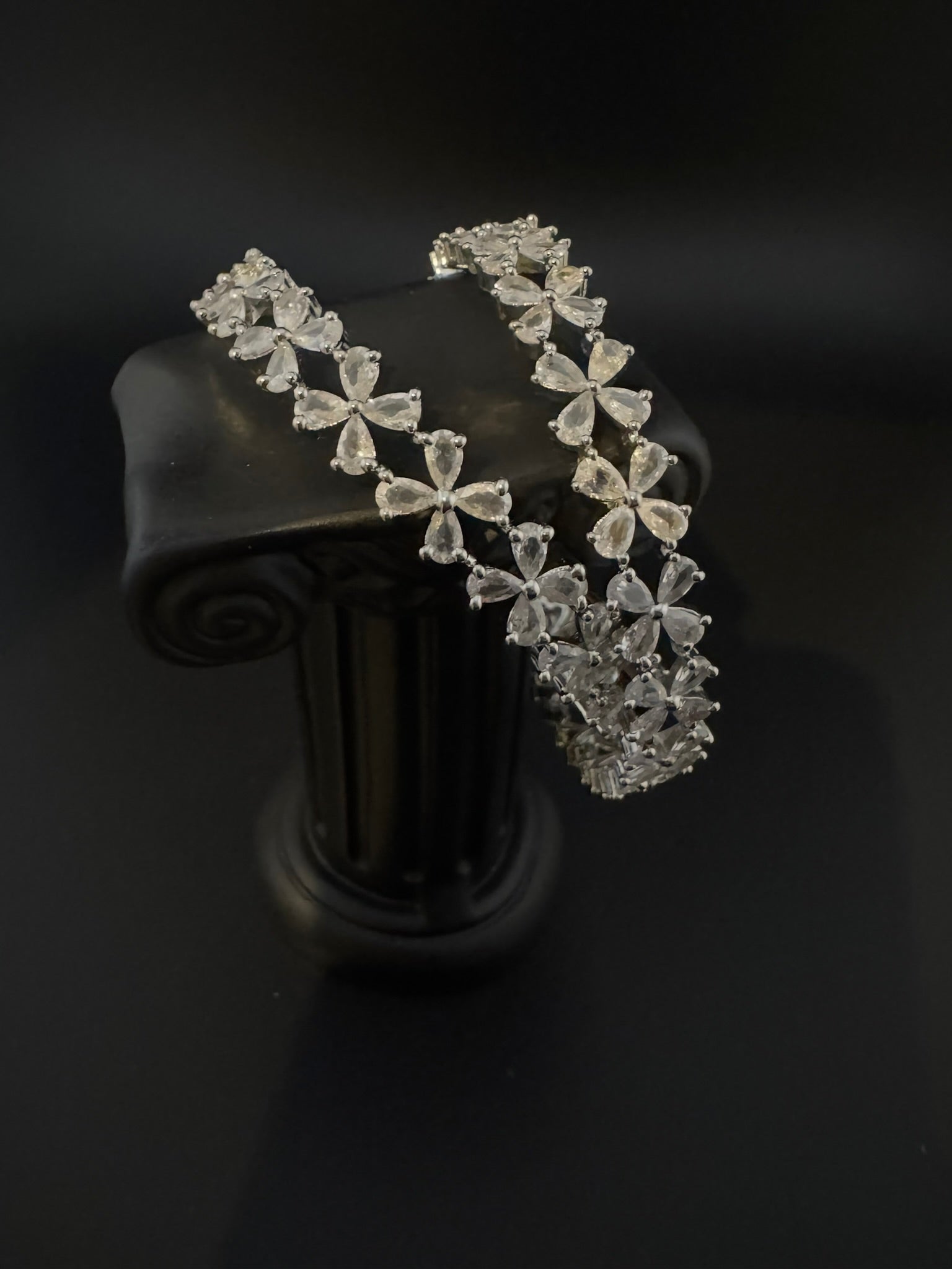 Silver Crystal and Cubic Zirconia bangle is Designer inspired bangles set of 2/Indian Kada set