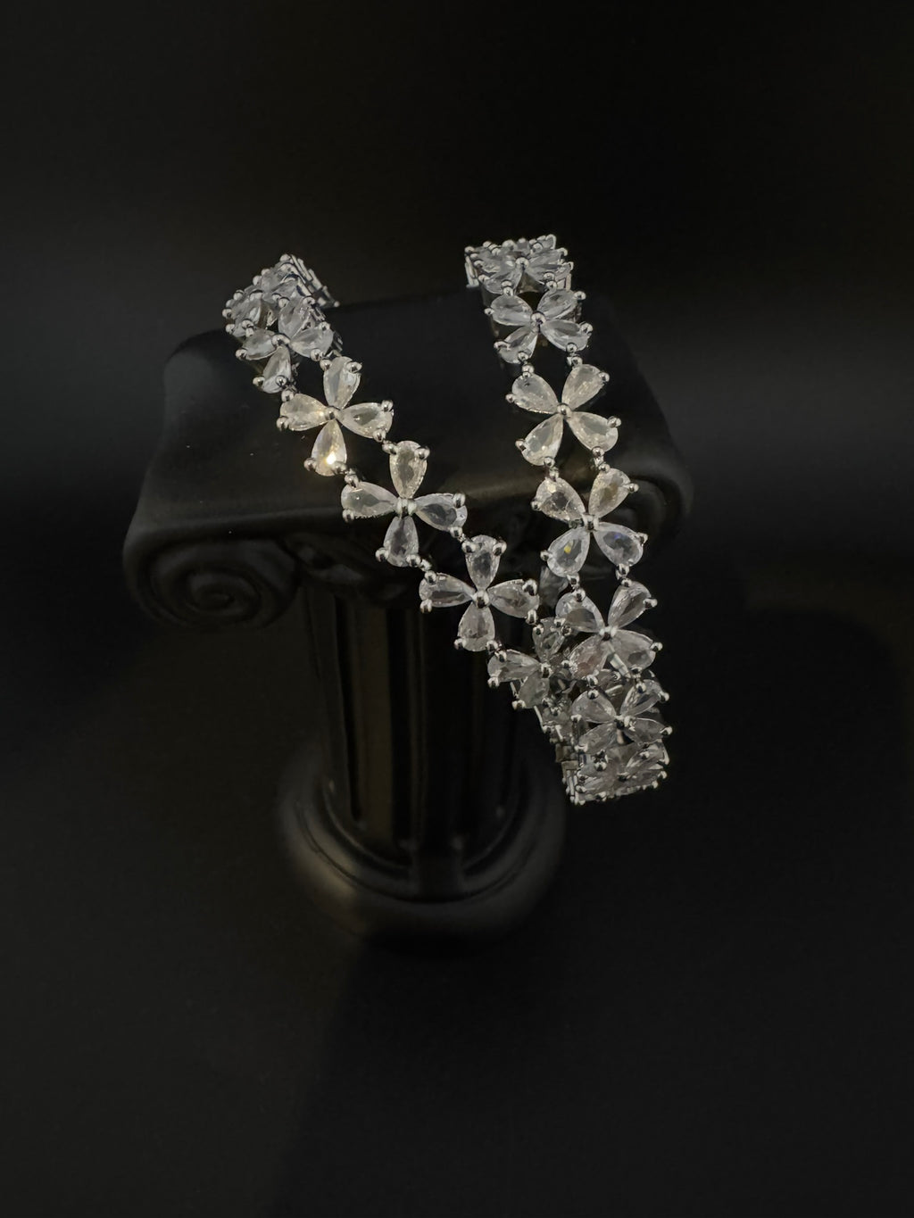 Silver Crystal and Cubic Zirconia bangle is Designer inspired bangles set of 2/Indian Kada set