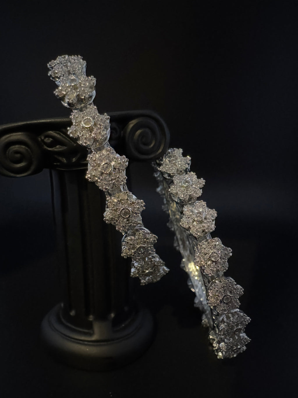 Silver Crystal and Cubic Zirconia bangle is Designer inspired bangles set of 2/Indian Kada set