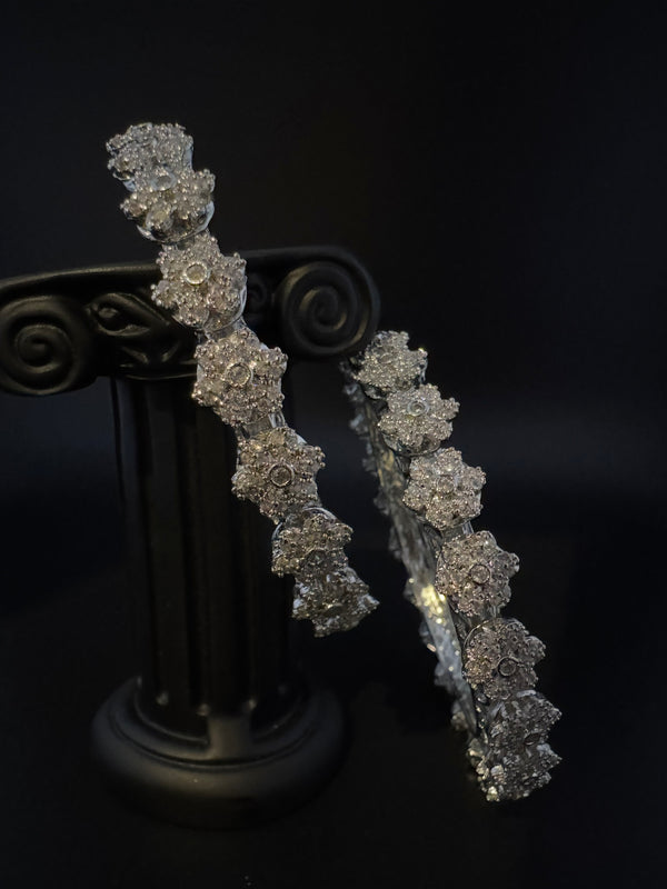 Silver Crystal and Cubic Zirconia bangle is Designer inspired bangles set of 2/Indian Kada set