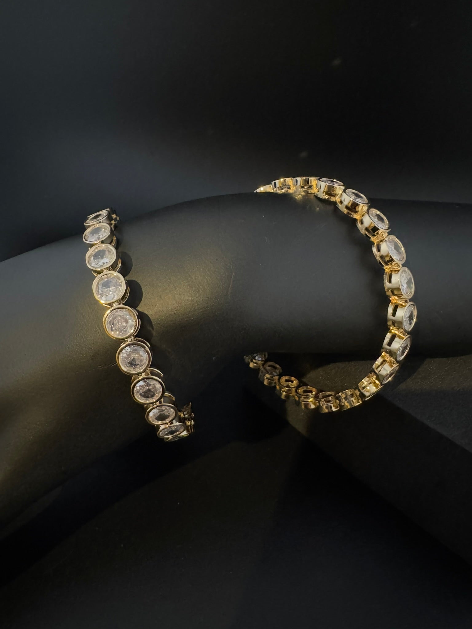 Gold Polki and Cubic Zirconia bangle is Designer inspired bangles set of 2