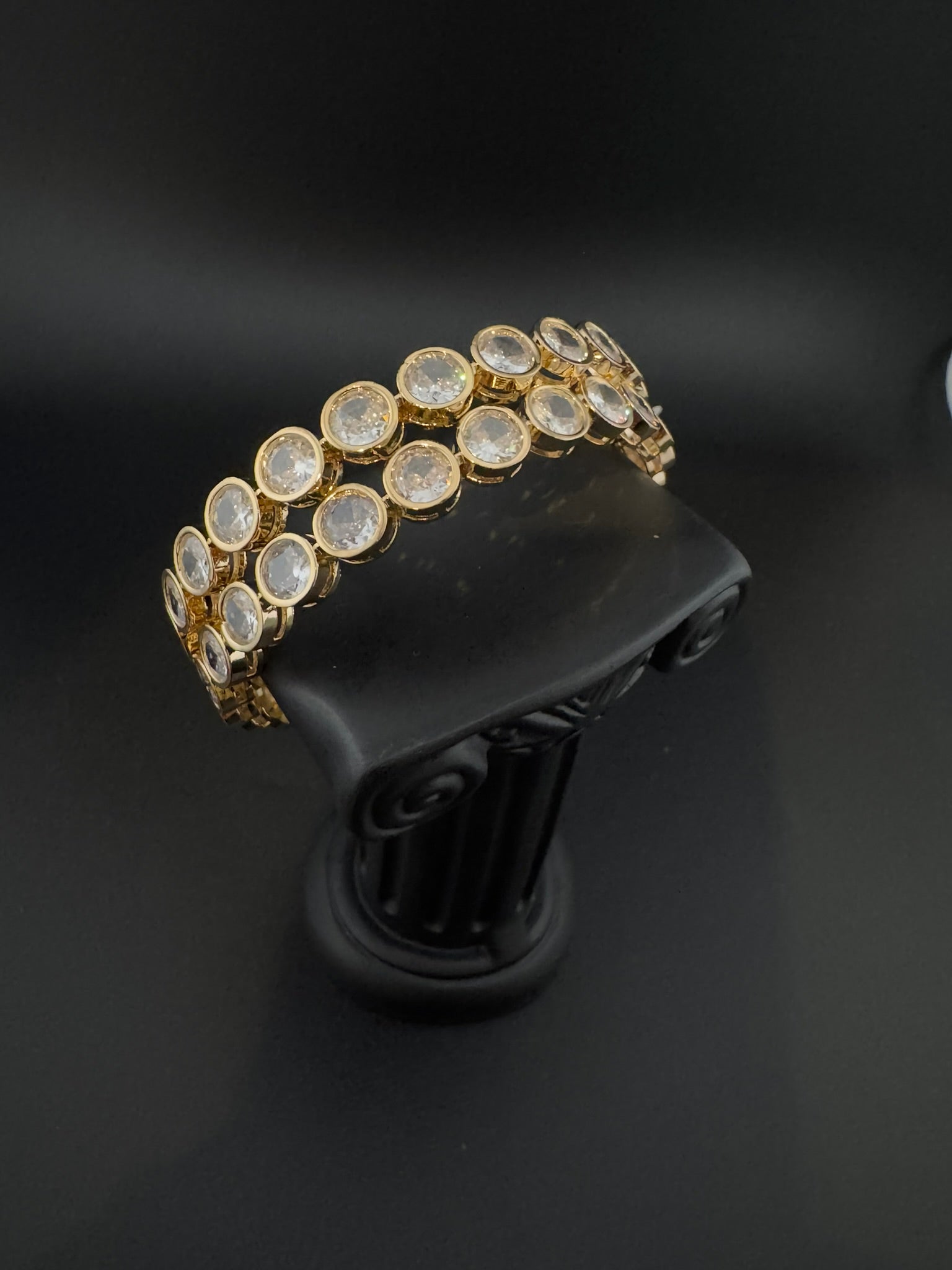 Gold Polki and Cubic Zirconia bangle is Designer inspired bangles set of 2