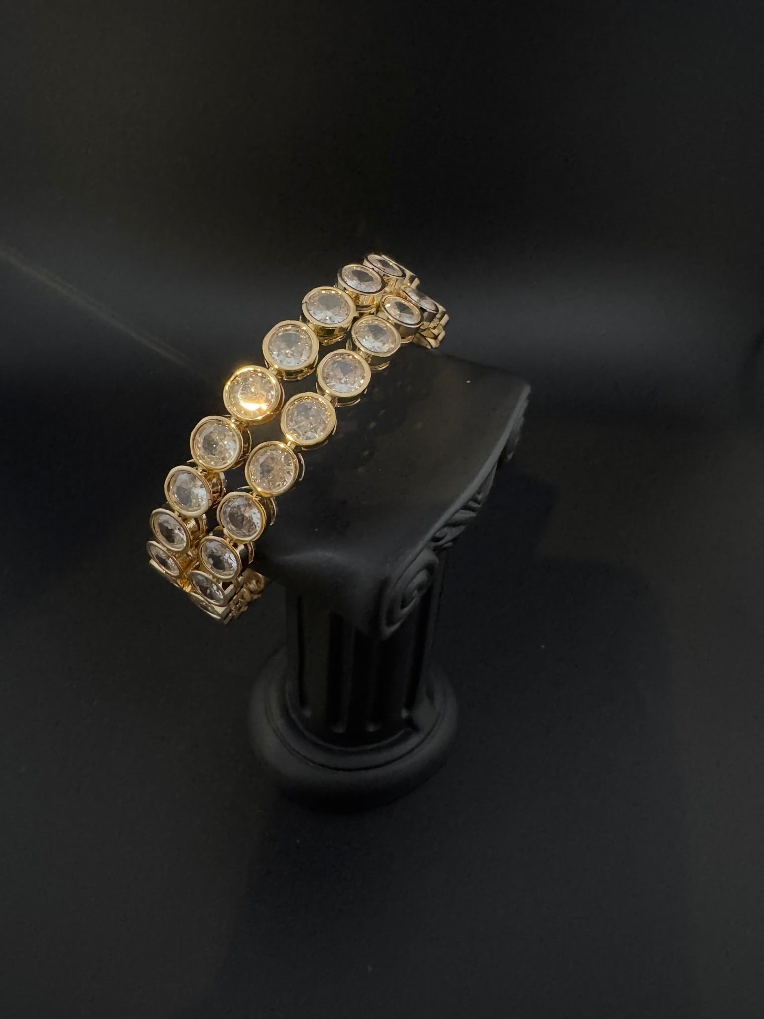 Gold Polki and Cubic Zirconia bangle is Designer inspired bangles set of 2