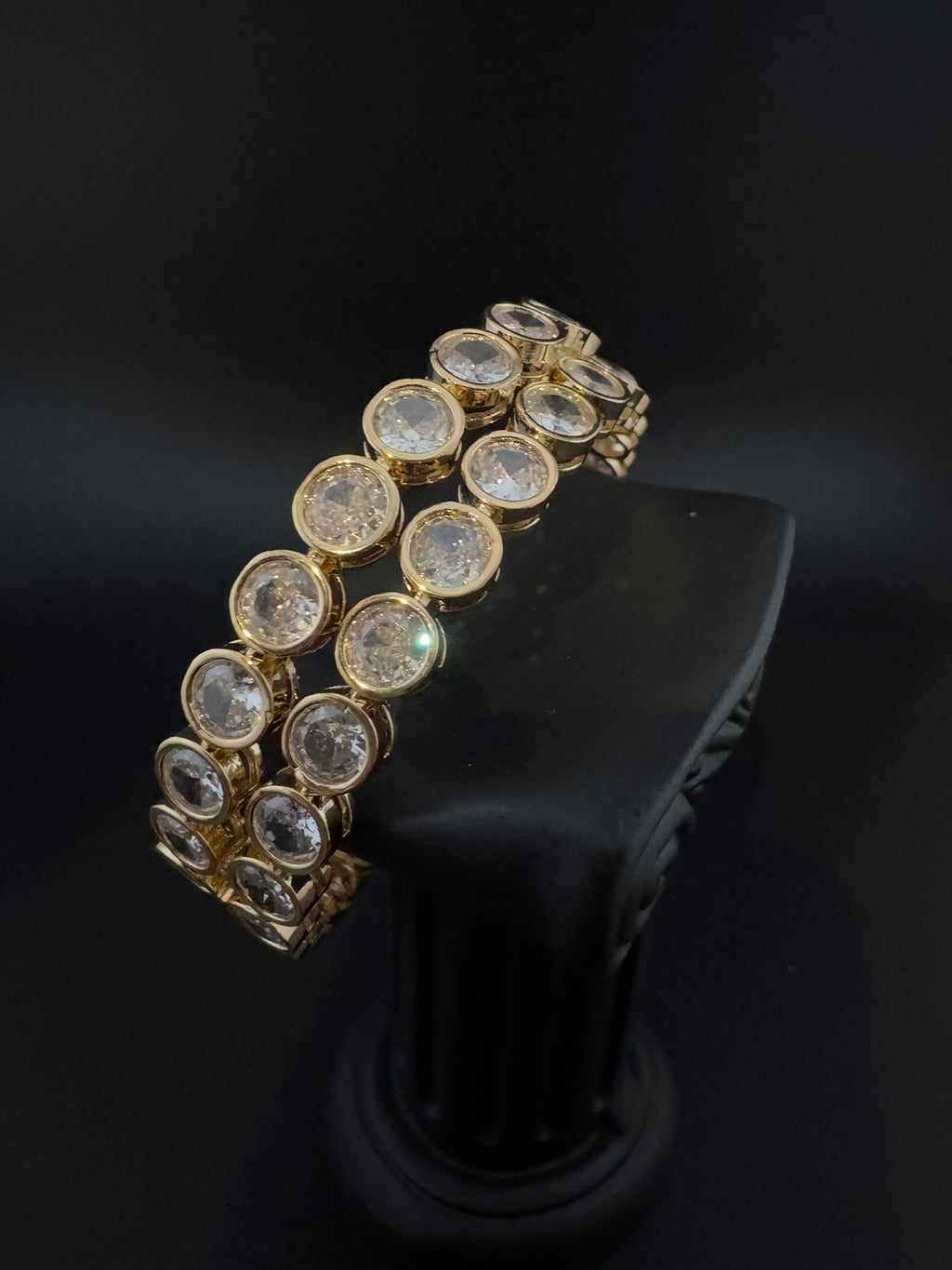 Gold Polki and Cubic Zirconia bangle is Designer inspired bangles set of 2