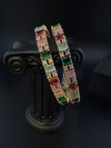 Gold Polki and Cubic Zirconia bangle is Designer inspired bangles set of 2