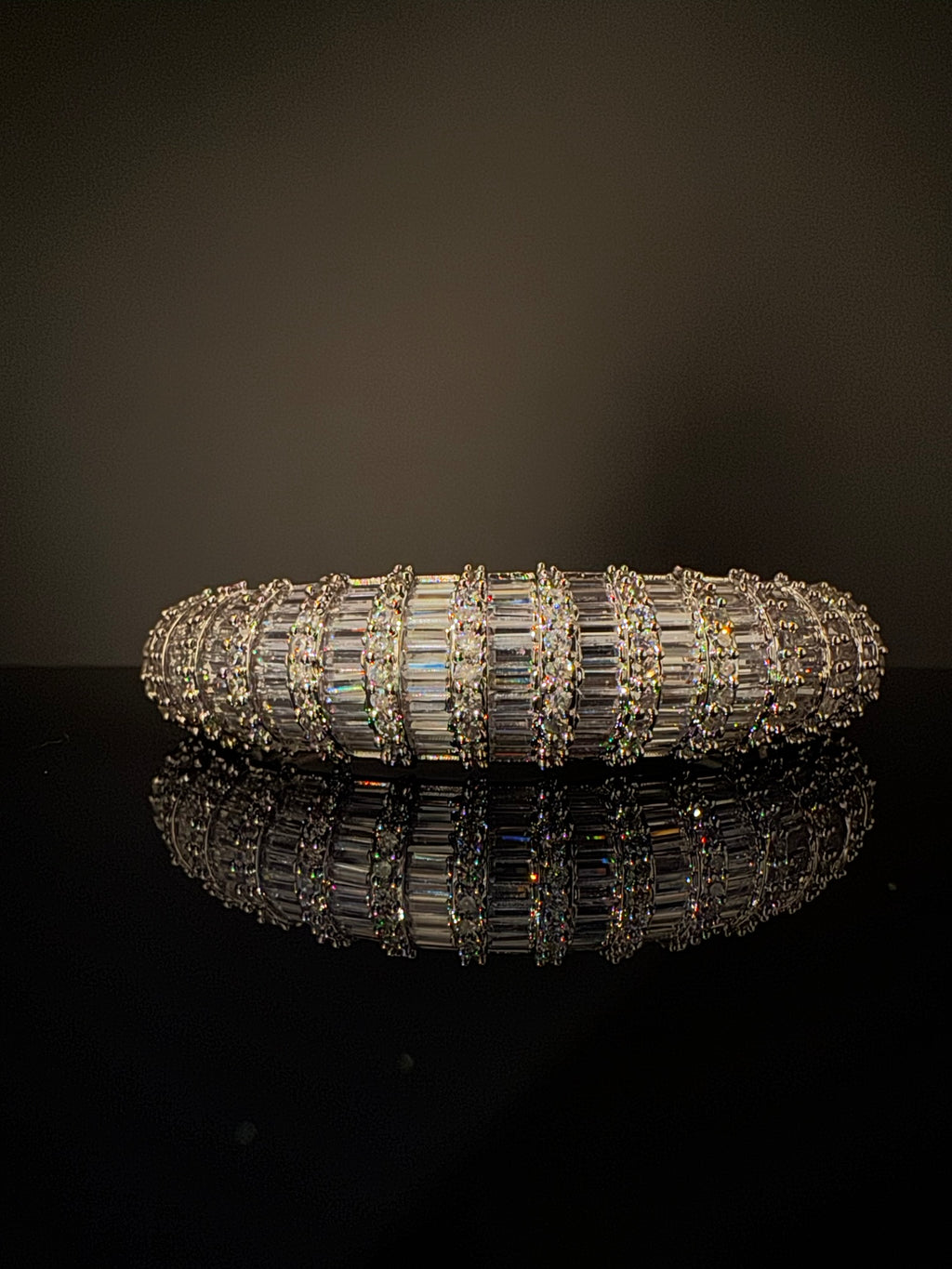 Single Openable Designer bracelet with crystal stones, Cubic Zirconia in unique Nano setting/single bangle/Fits size upto 2.6"