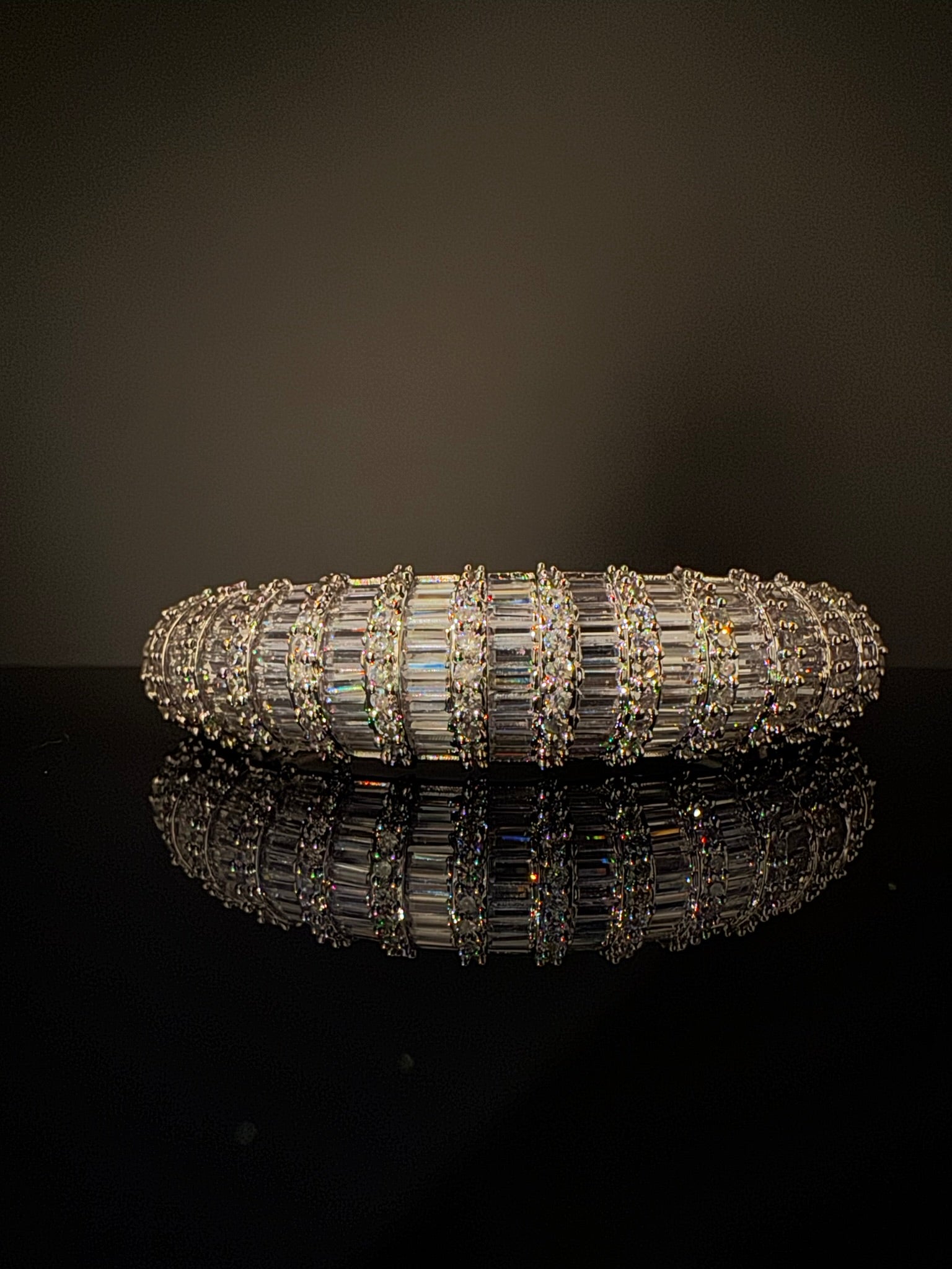 Single Openable Designer bracelet with crystal stones, Cubic Zirconia in unique Nano setting/single bangle/Fits size upto 2.6"