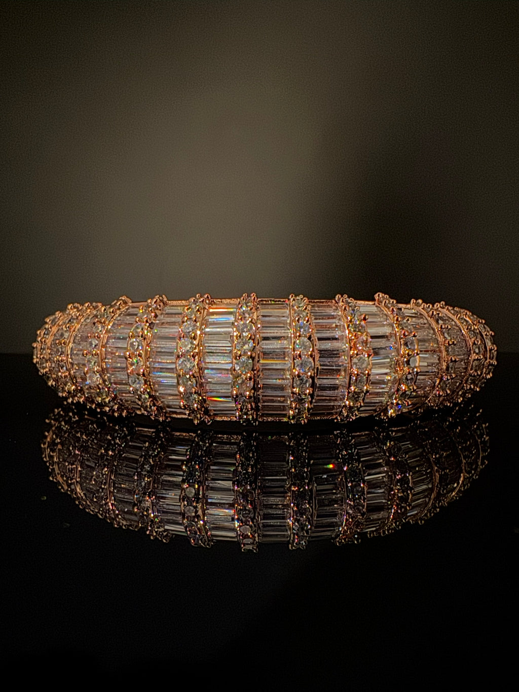 Single Openable Designer bracelet with crystal stones, Cubic Zirconia in unique Nano setting/single bangle/Fits size upto 2.6"