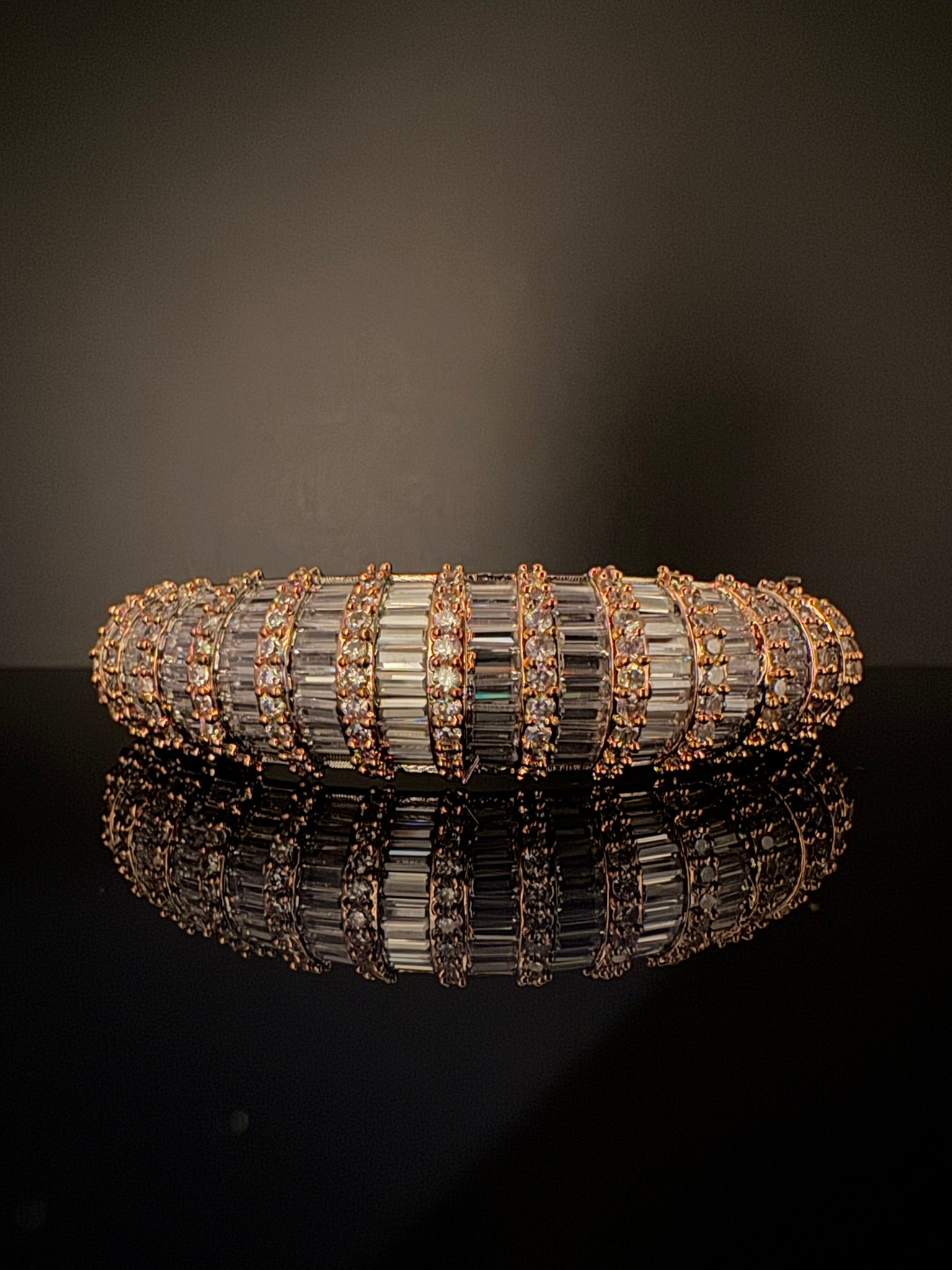 Single Openable Designer bracelet with crystal stones, Cubic Zirconia in unique Nano setting/single bangle/Fits size upto 2.6"