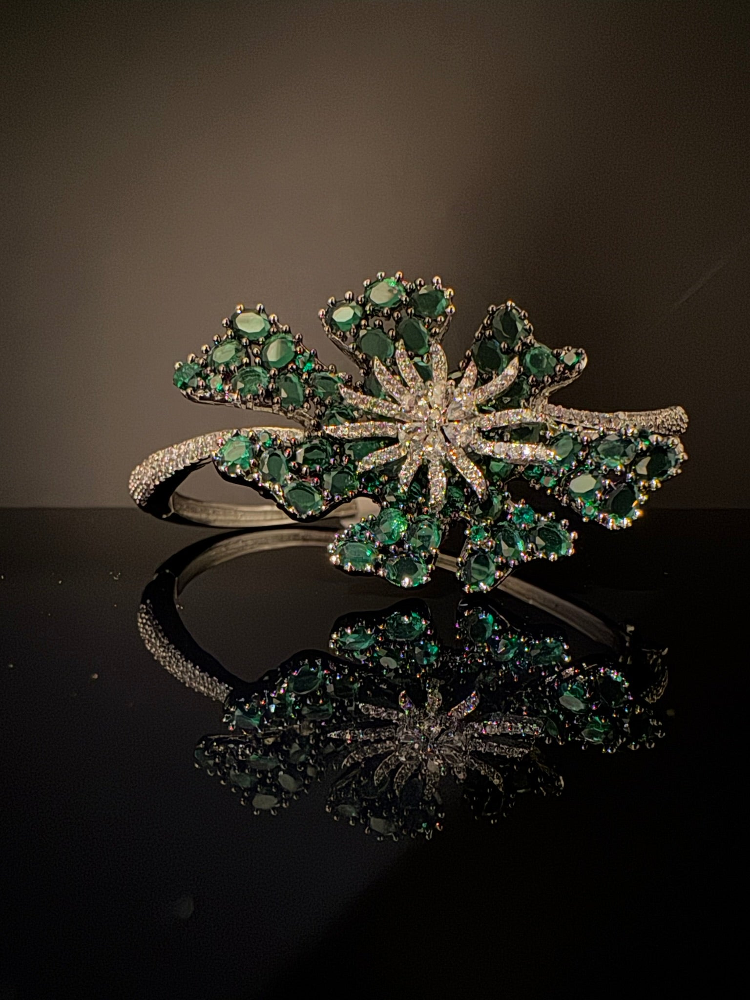 Single Silver Openable Designer bracelet with crystal stones, Cubic Zirconia, pearls in unique setting/single bangle/Fits size upto 2.6"