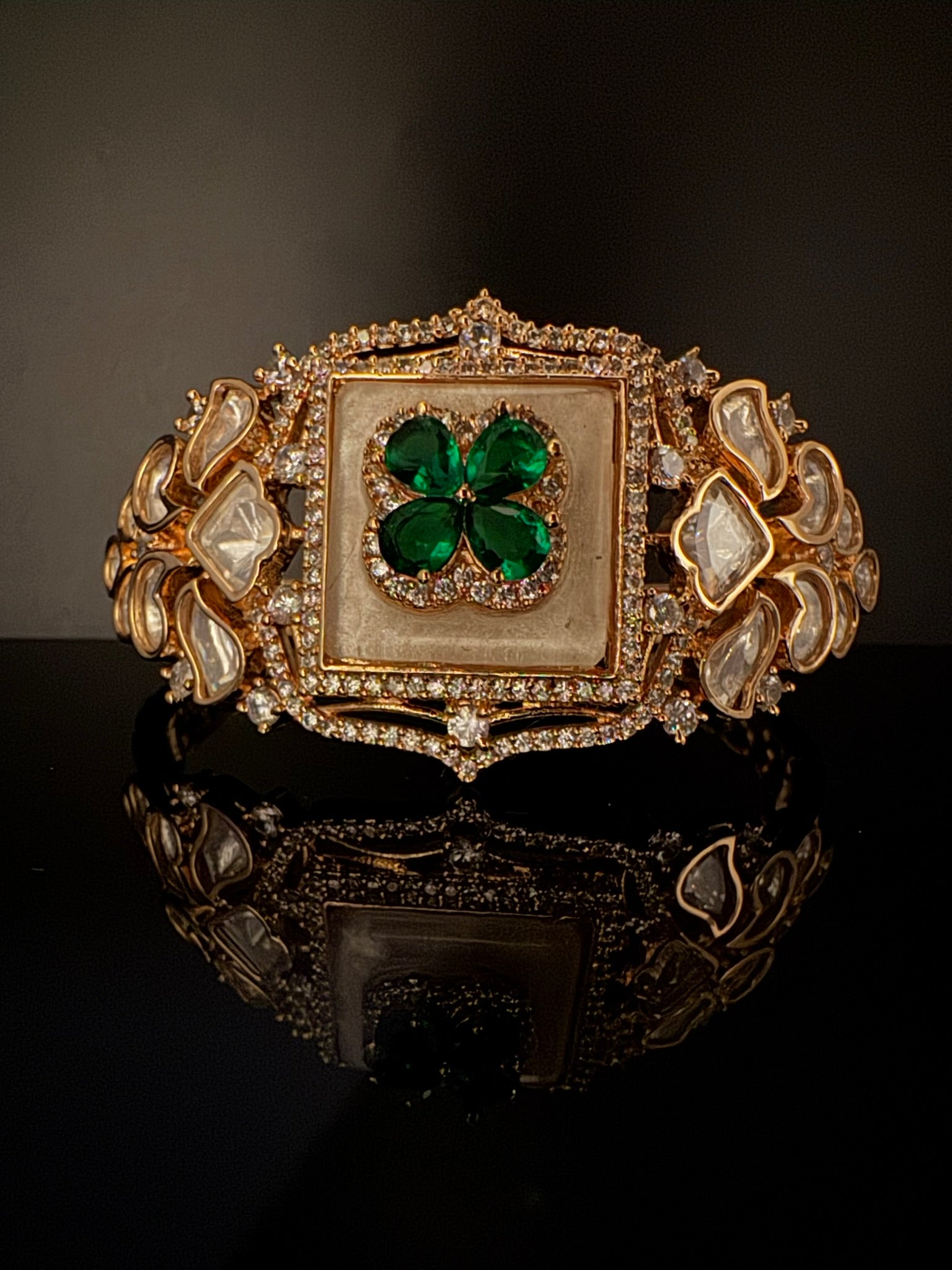 Premium Quality Moissanite Kundan, cubic zirconia is Designer inspired Bracelet