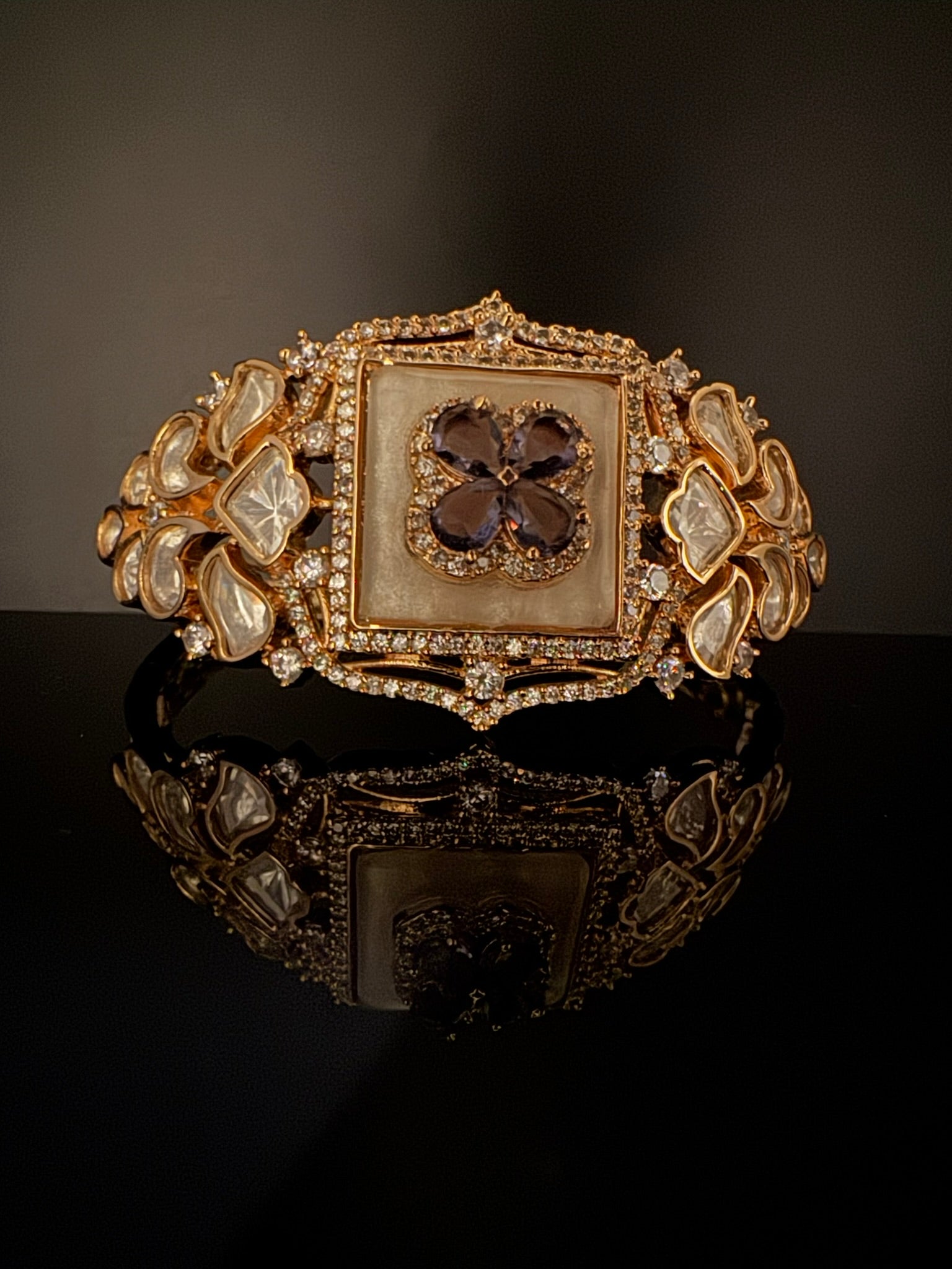 Premium Quality Moissanite Kundan, cubic zirconia is Designer inspired Bracelet