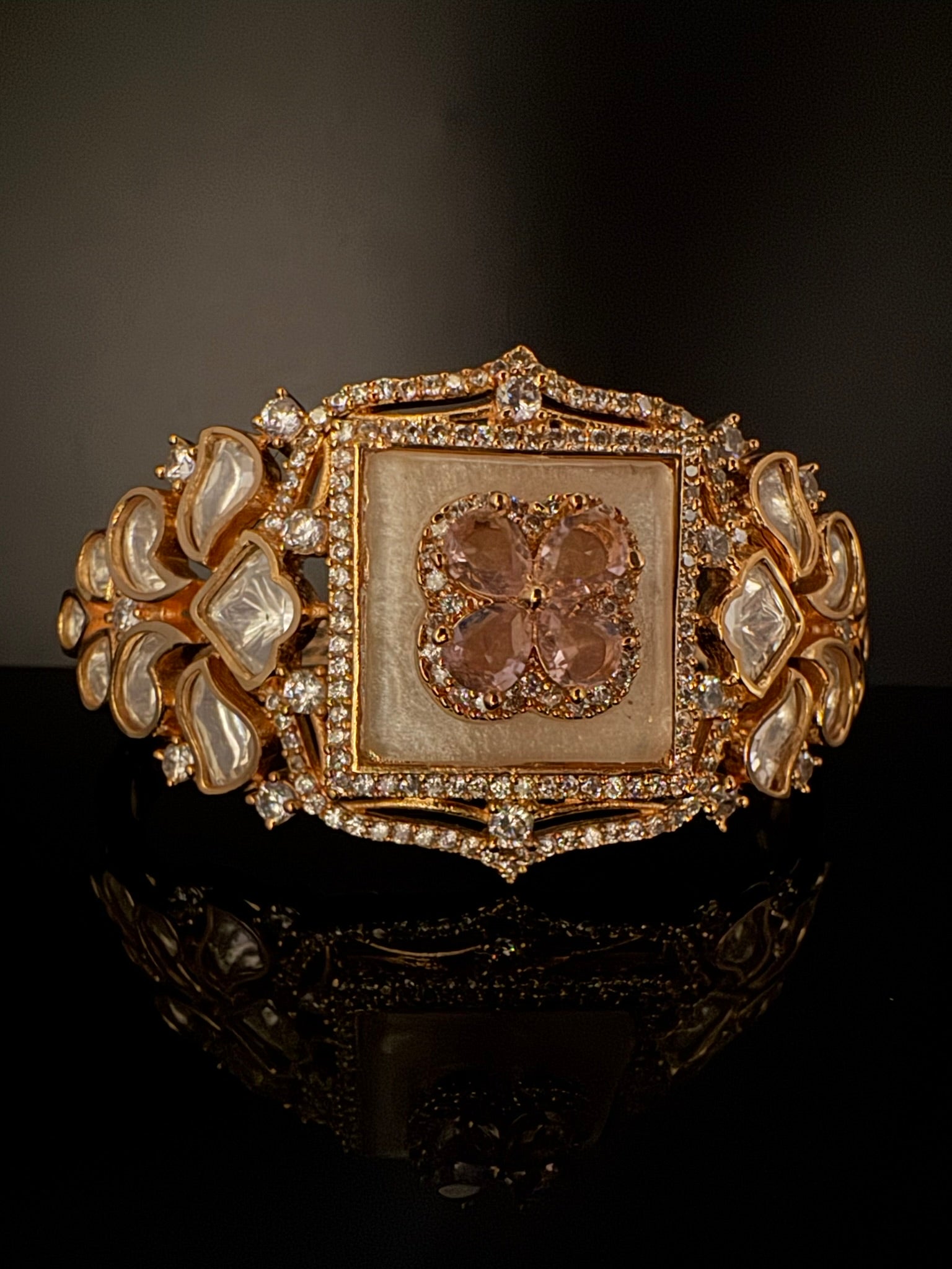Premium Quality Moissanite Kundan, cubic zirconia is Designer inspired Bracelet