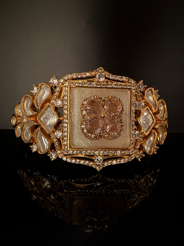 Premium Quality Moissanite Kundan, cubic zirconia is Designer inspired Bracelet