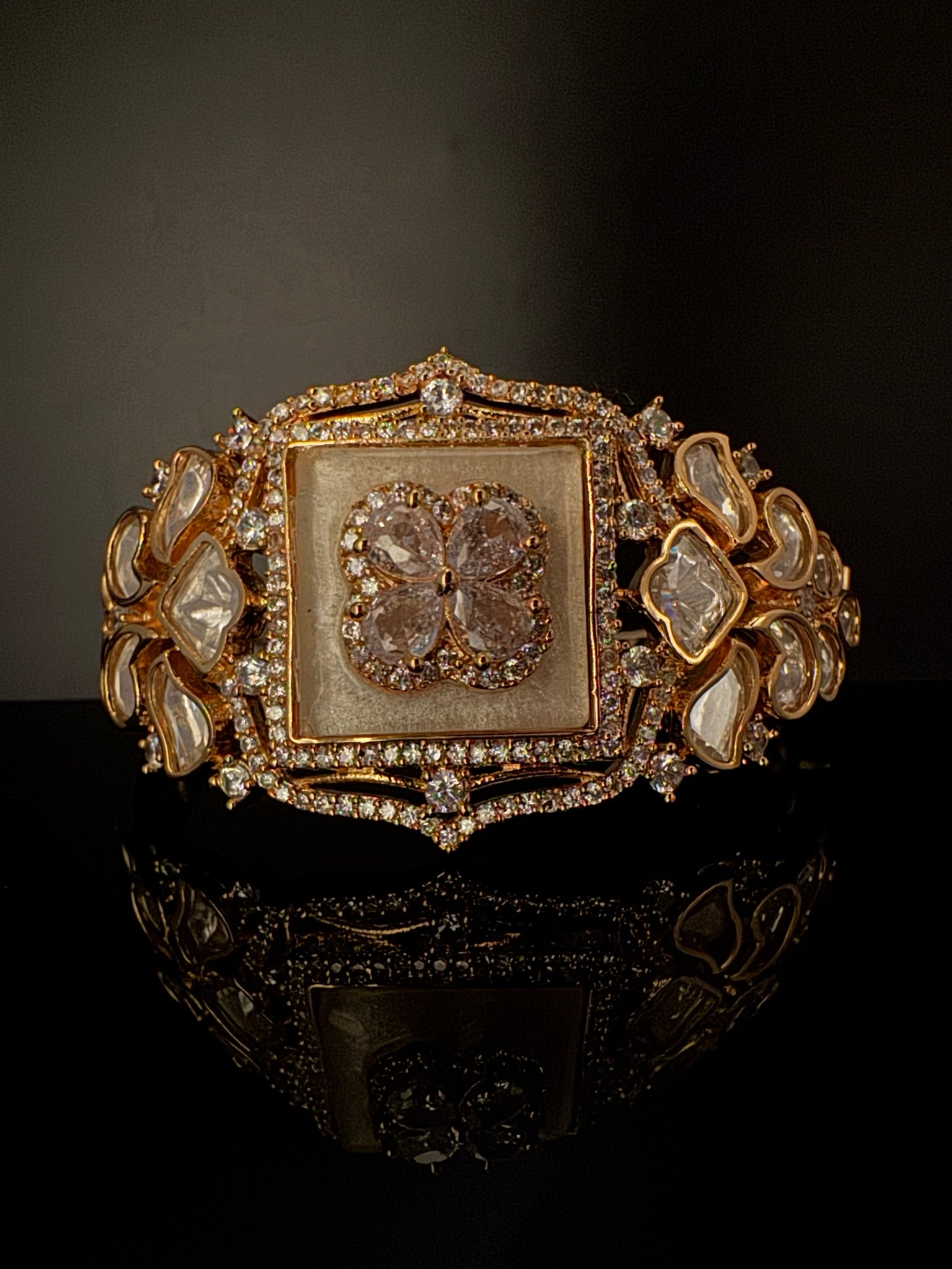 Premium Quality Moissanite Kundan, cubic zirconia is Designer inspired Bracelet