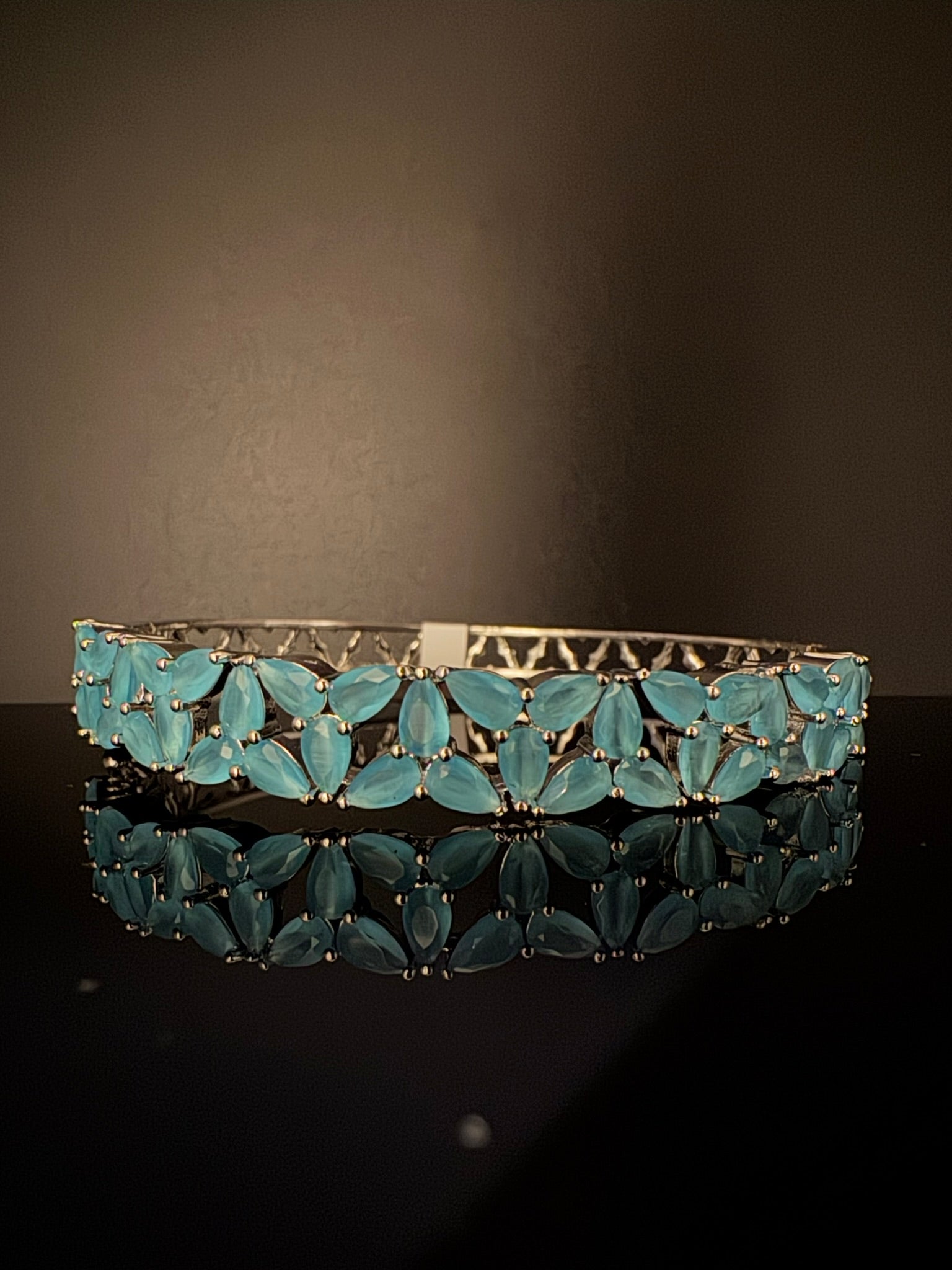 Openable Stone and Cubic Zirconia Bracelet Designer inspired Bracelet bangle Fits upto 2.6" wrist size