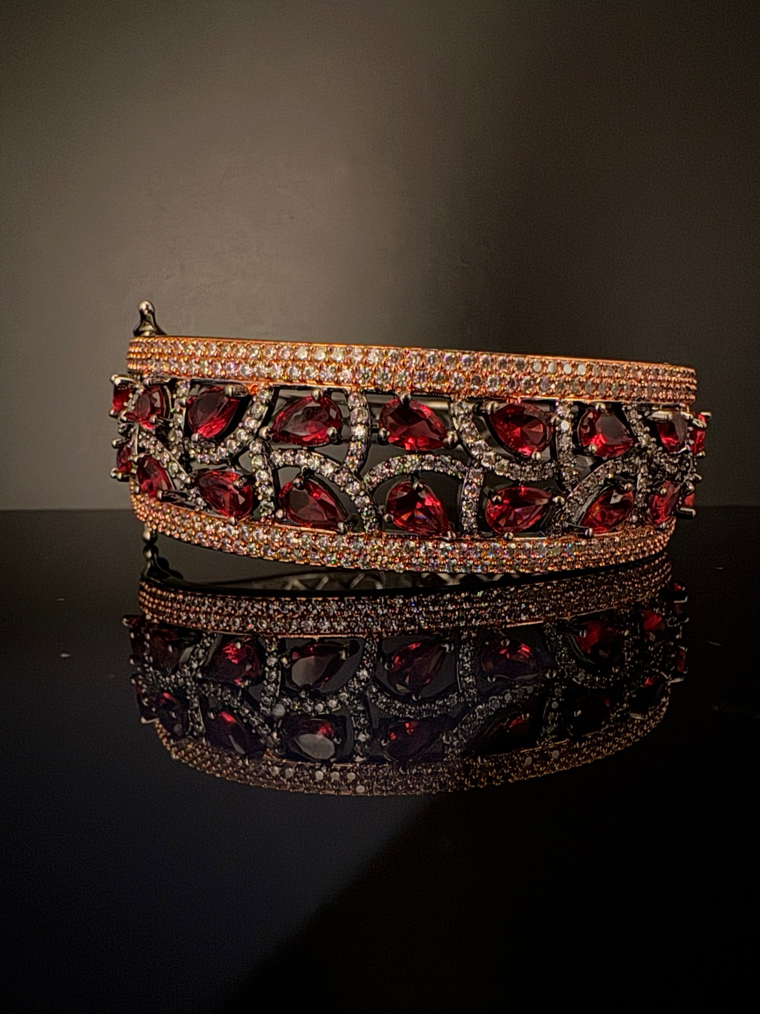 Single Victorian Openable Designer bracelet with crystal stones, Cubic Zirconia in unique Nano setting/single bangle/Fits size upto 2.6"