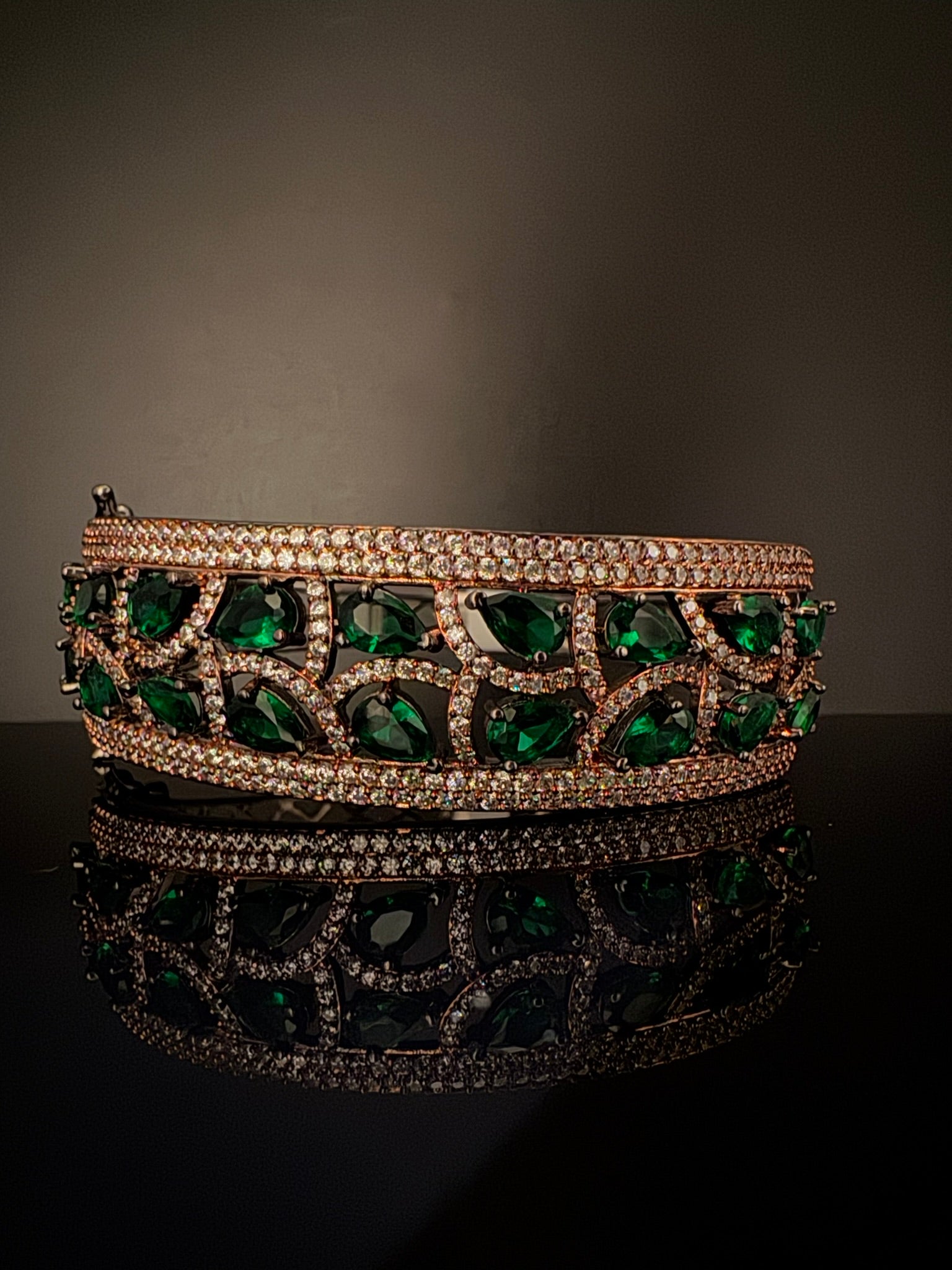 Single Victorian Openable Designer bracelet with crystal stones, Cubic Zirconia in unique Nano setting/single bangle/Fits size upto 2.6"