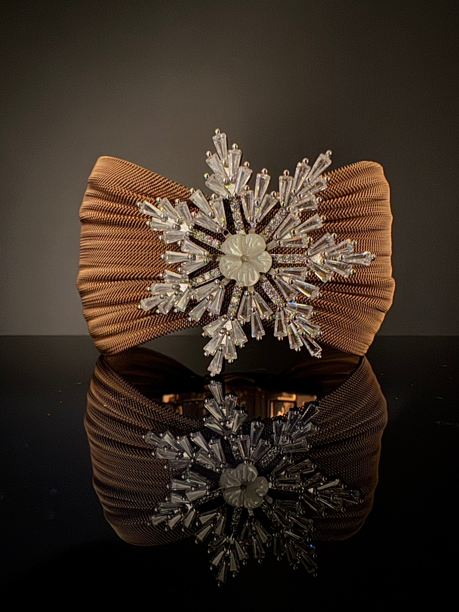 Openable Metal Mesh, Stone and Cubic Zirconia Bracelet Designer inspired Bracelet bangle