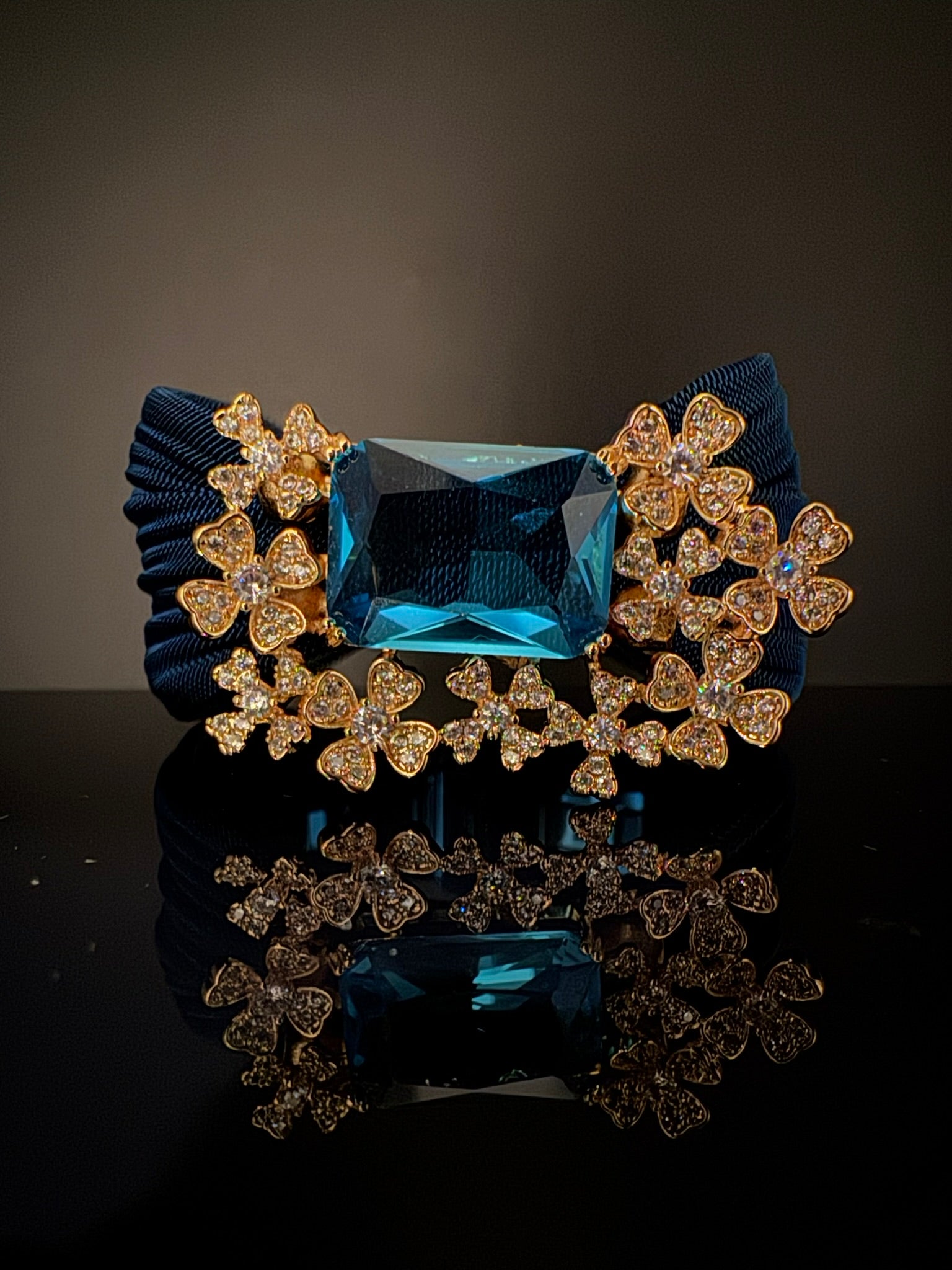 Openable Metal Mesh, Stone and Cubic Zirconia Bracelet Designer inspired Bracelet bangle