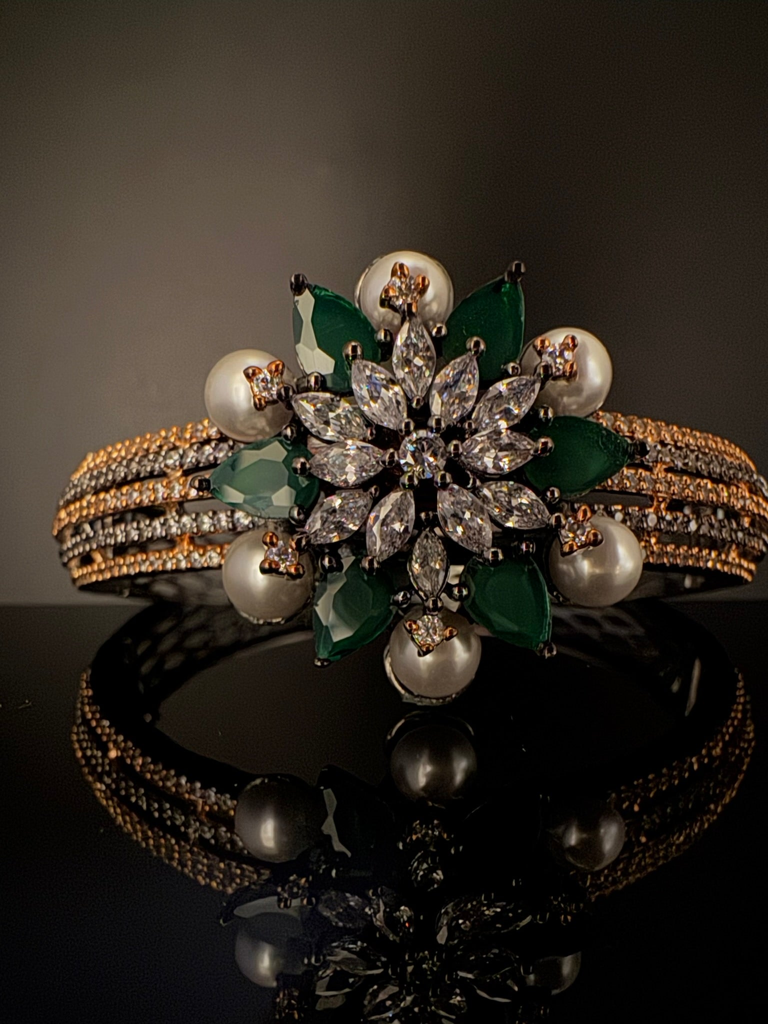 Openable Stone and Cubic Zirconia Bracelet Designer inspired Bracelet bangle Fits upto 2.6" wrist size