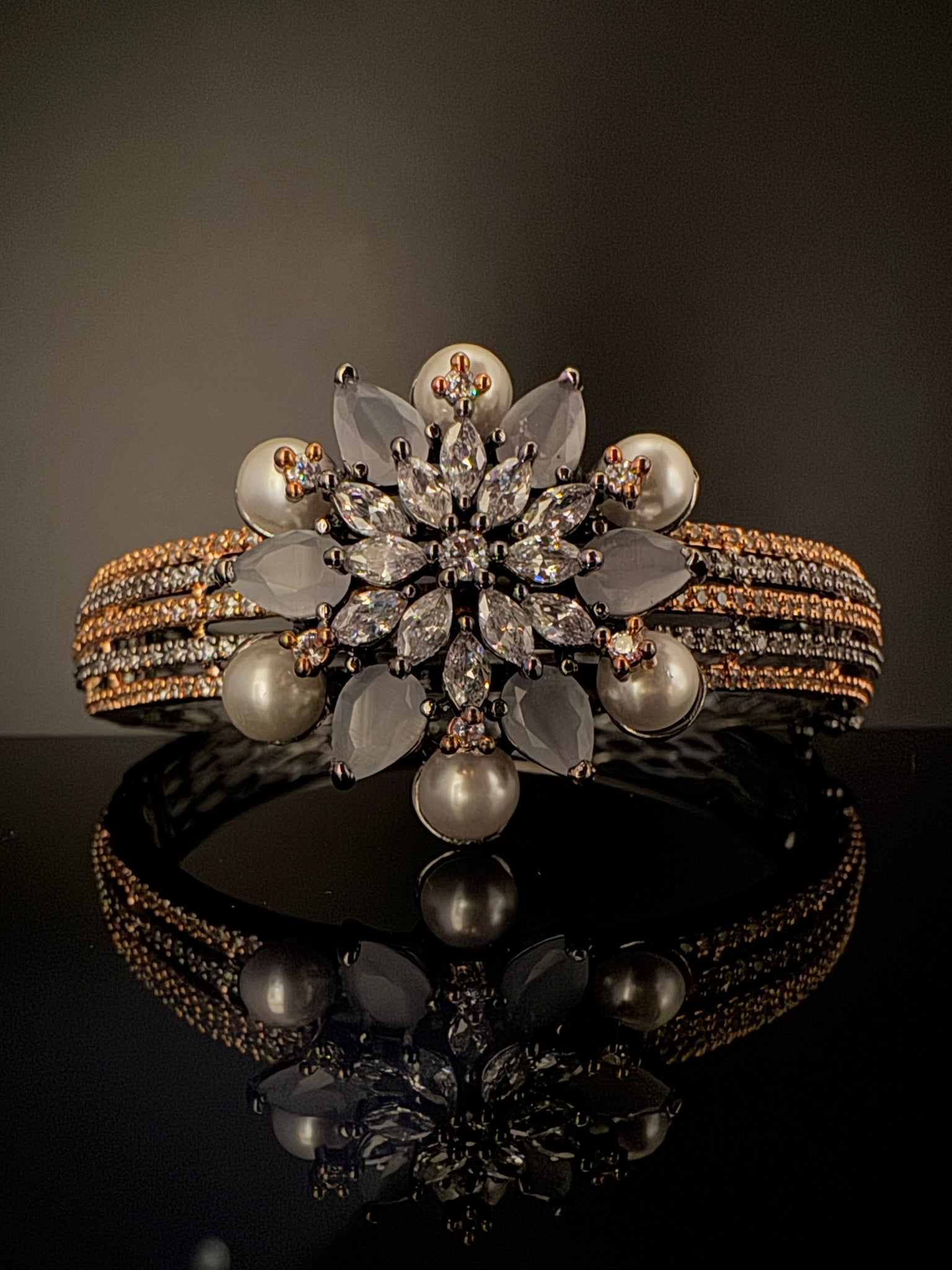 Openable Stone and Cubic Zirconia Bracelet Designer inspired Bracelet bangle Fits upto 2.6" wrist size