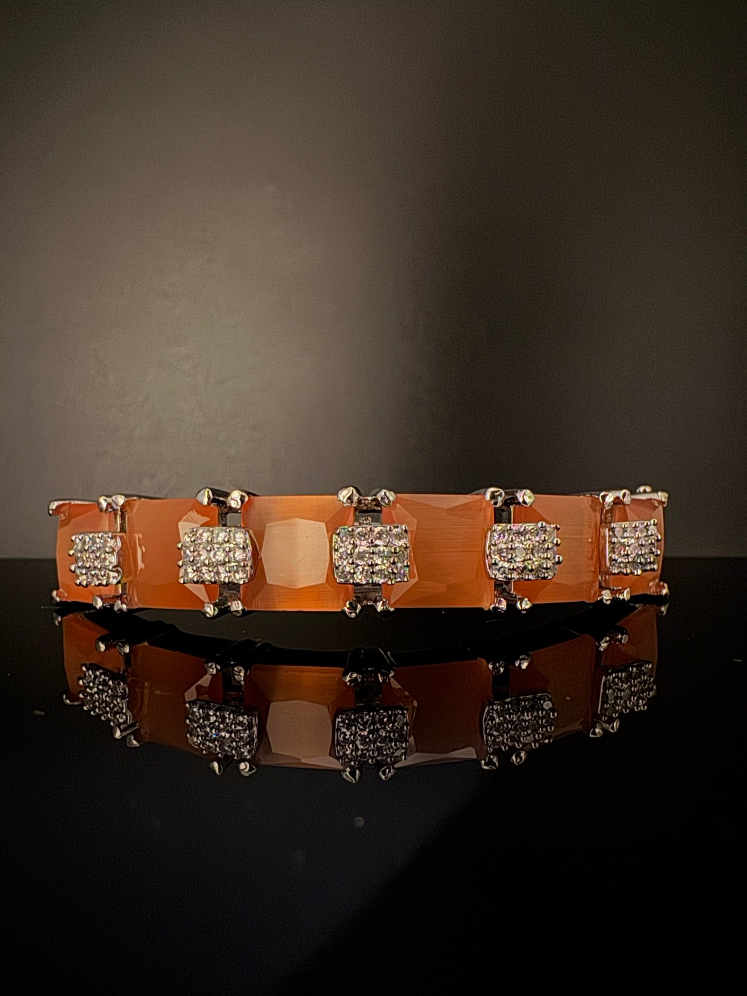 Openable Stone and Cubic Zirconia Bracelet Designer inspired Bracelet bangle Fits upto 2.6" wrist size