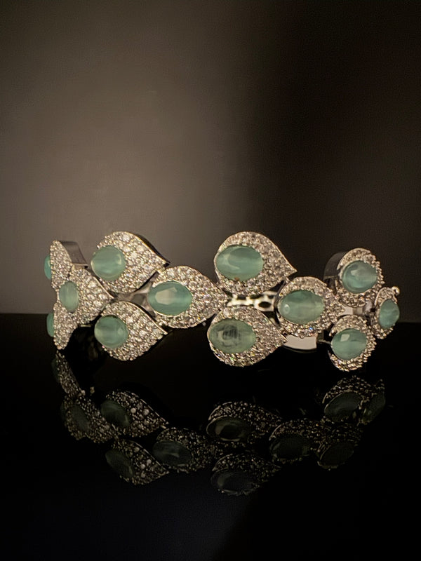 Openable Stone and Cubic Zirconia Bracelet Designer inspired Bracelet bangle Fits upto 2.6" wrist size