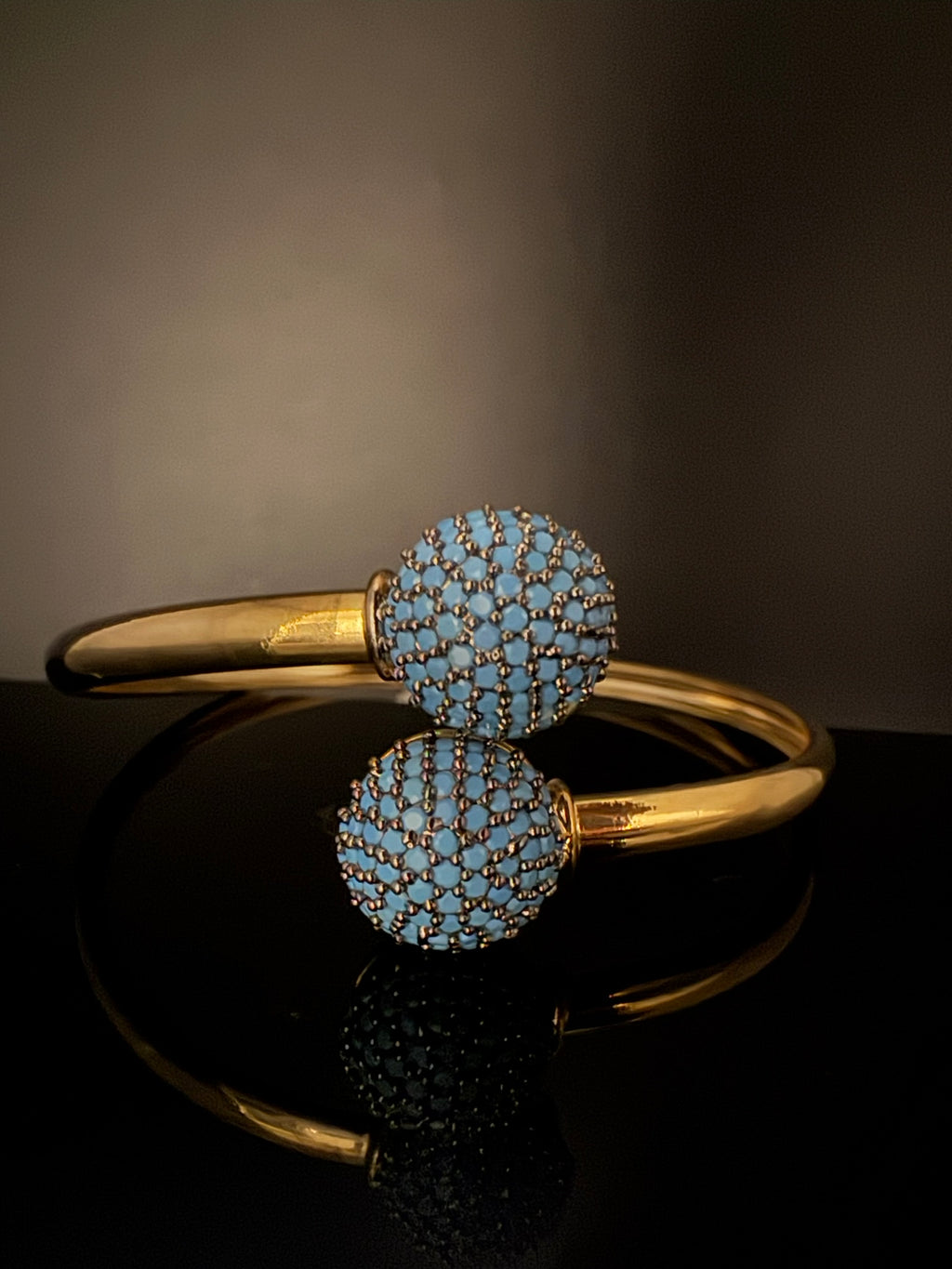 Openable Gold Stone and Cubic Zirconia Bracelet Designer inspired Bracelet bangle