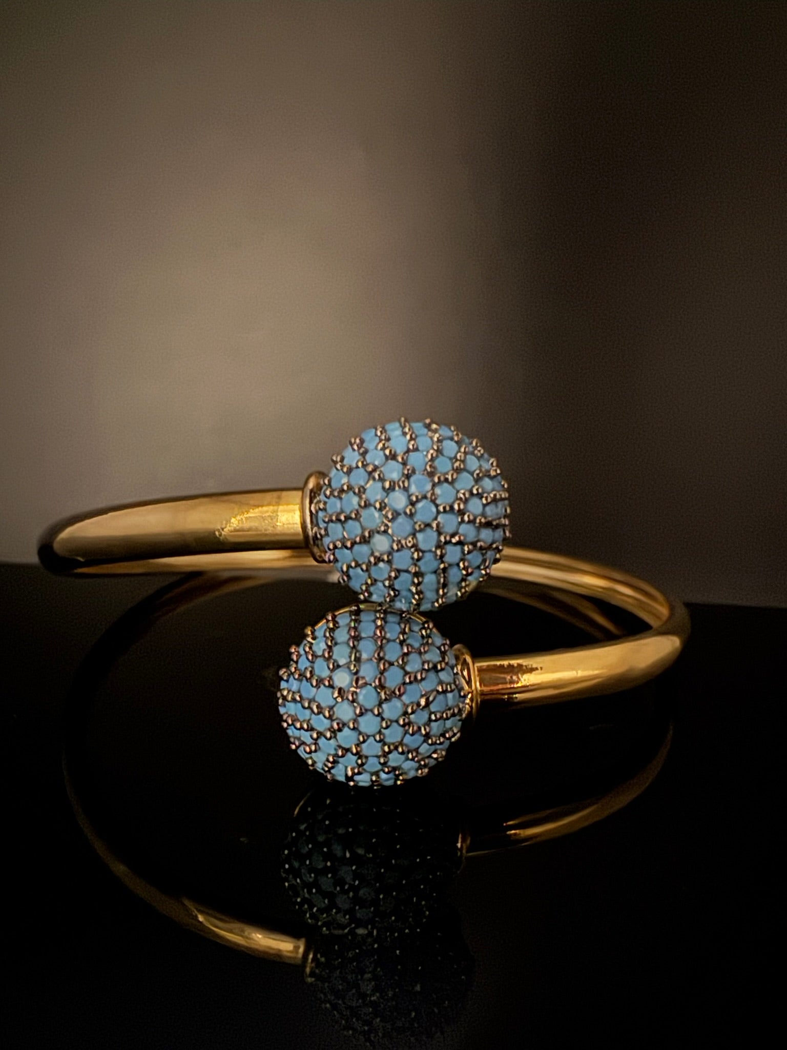 Openable Gold Stone and Cubic Zirconia Bracelet Designer inspired Bracelet bangle