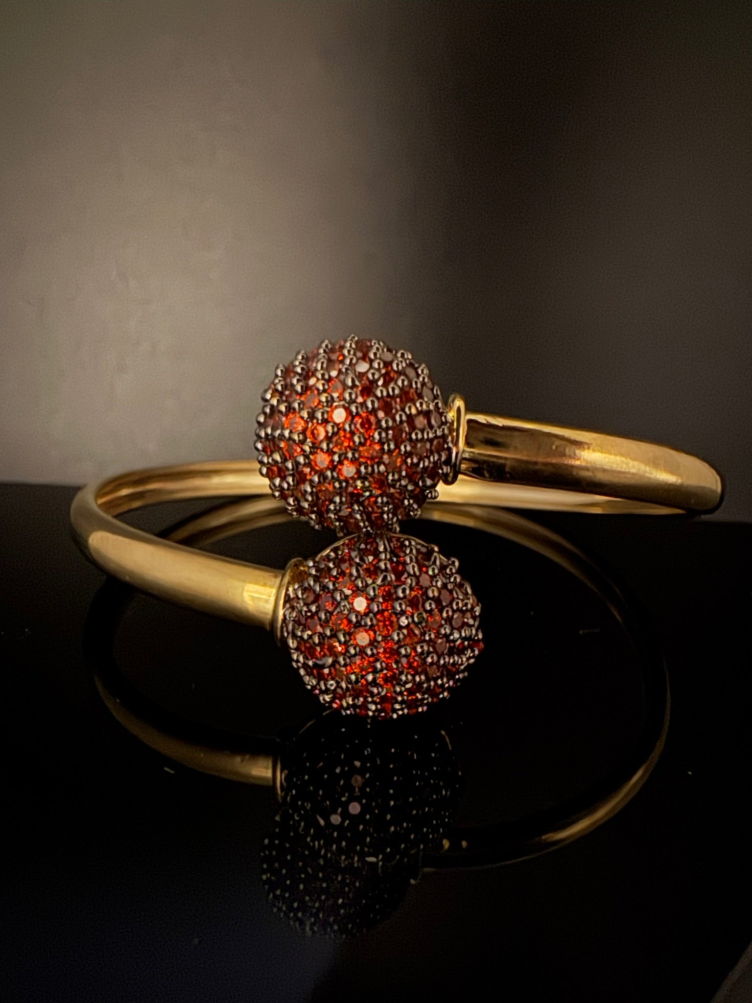 Openable Gold Stone and Cubic Zirconia Bracelet Designer inspired Bracelet bangle