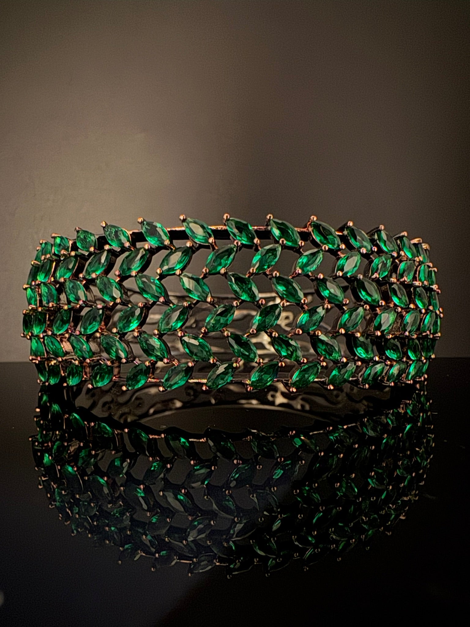 Openable Broad Stone and Cubic Zirconia Bracelet Designer inspired Bracelet bangle Fits upto 2.6" wrist size