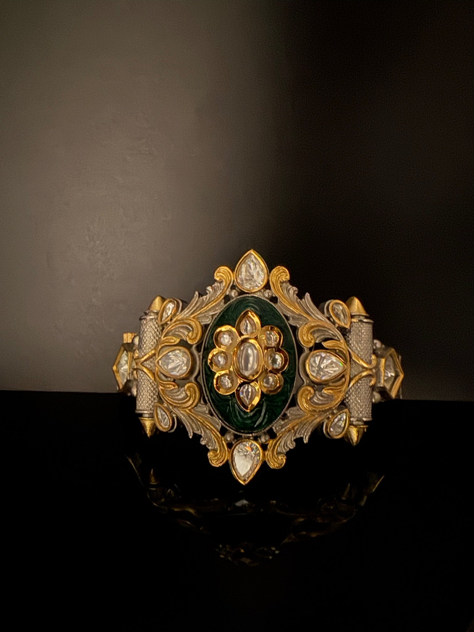 Openable Victorian Stone and Kundan Bracelet Designer inspired Bracelet Broad bangle