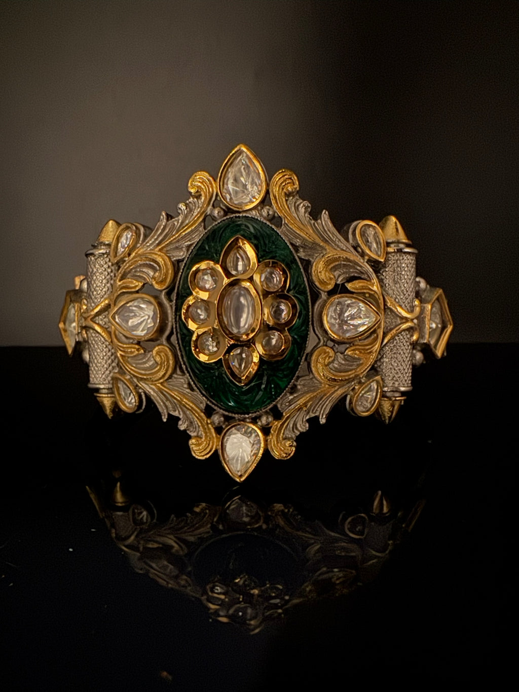 Openable Victorian Stone and Kundan Bracelet Designer inspired Bracelet Broad bangle