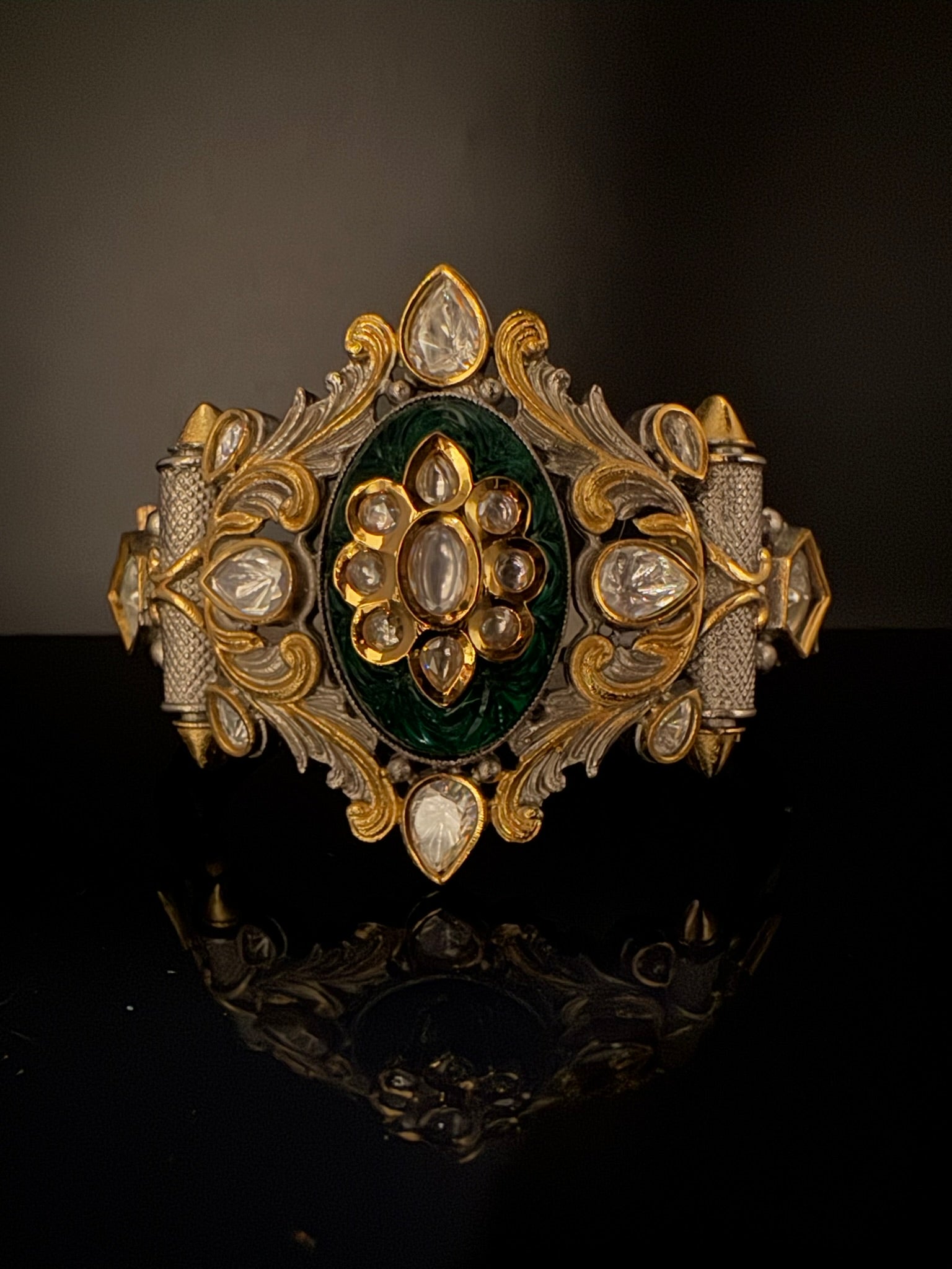 Openable Victorian Stone and Kundan Bracelet Designer inspired Bracelet Broad bangle