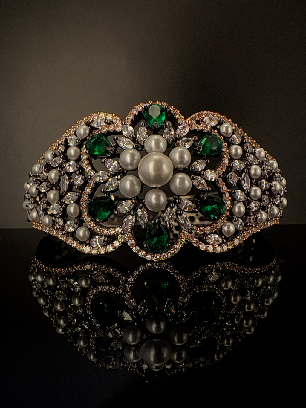 Victorian/Rose Gold Openable Designer bracelet with crystal stones, Cubic Zirconia in unique Nano setting