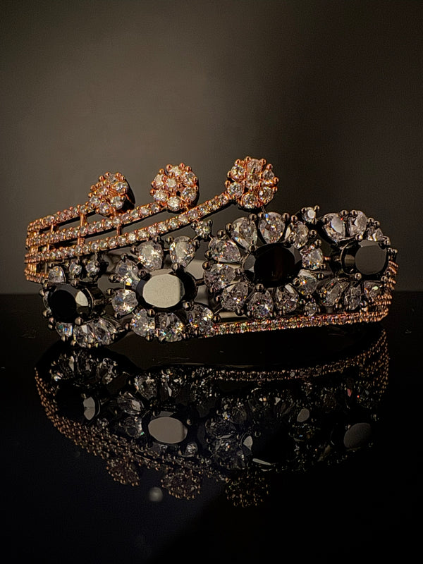 Victorian/Rose Gold Openable Designer bracelet with crystal stones, Cubic Zirconia in unique Nano setting