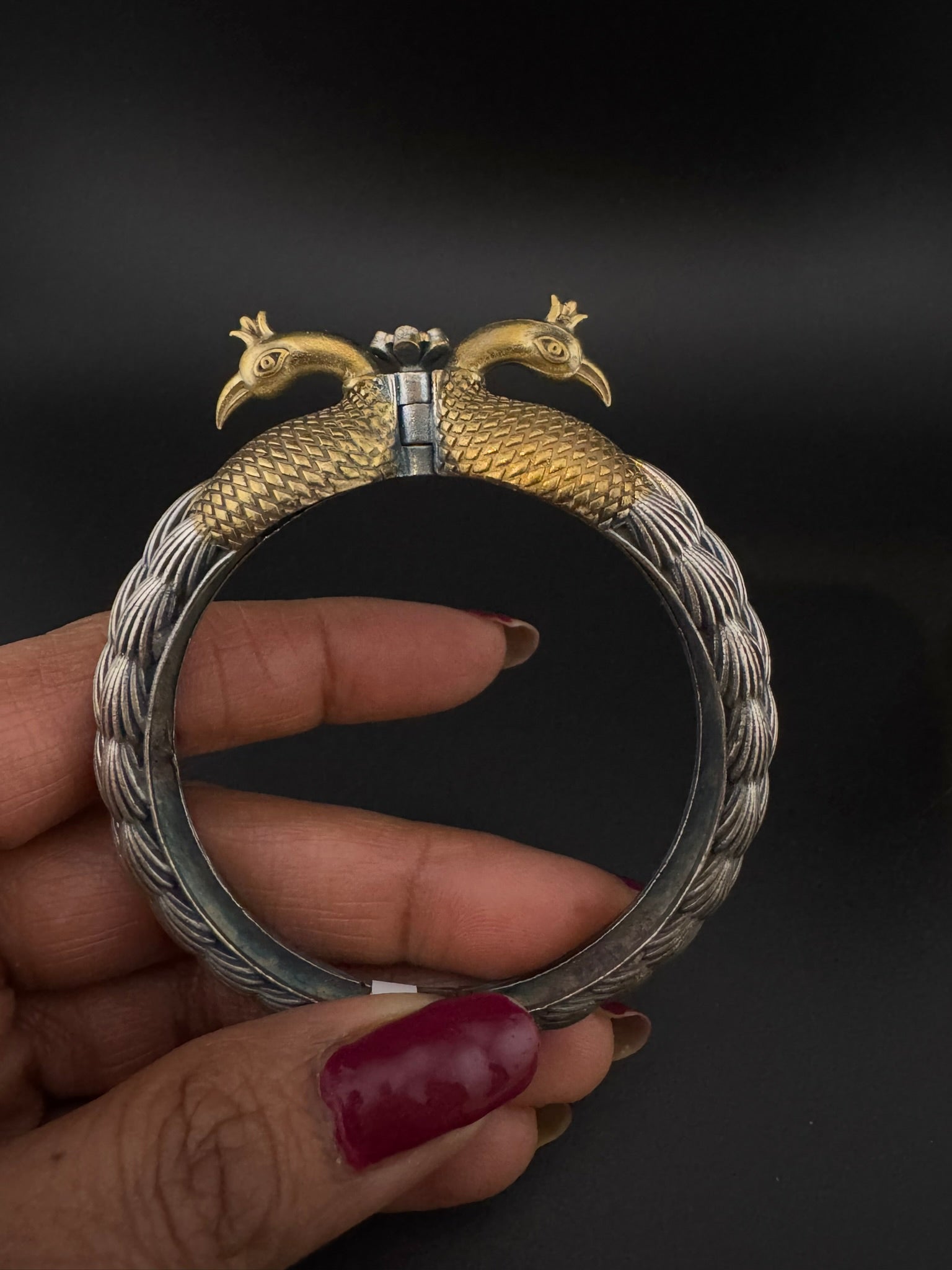 Openable Oxidized German Silver Peacock Designer Single bangle/Unique Bangle/Indian Jewelry