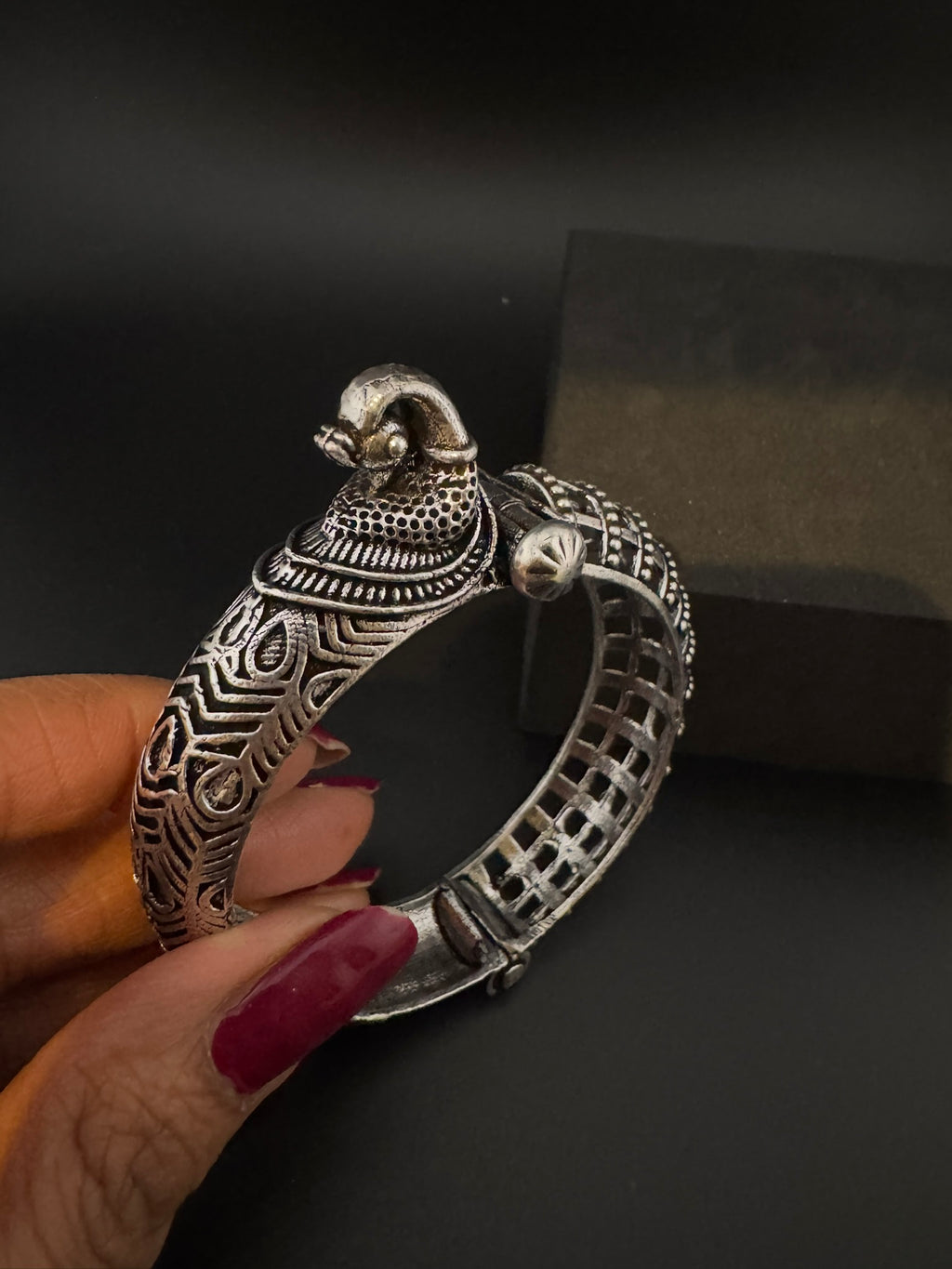 Openable Oxidized German Silver Peacock Designer Single bangle/Unique Bangle/Indian Jewelry