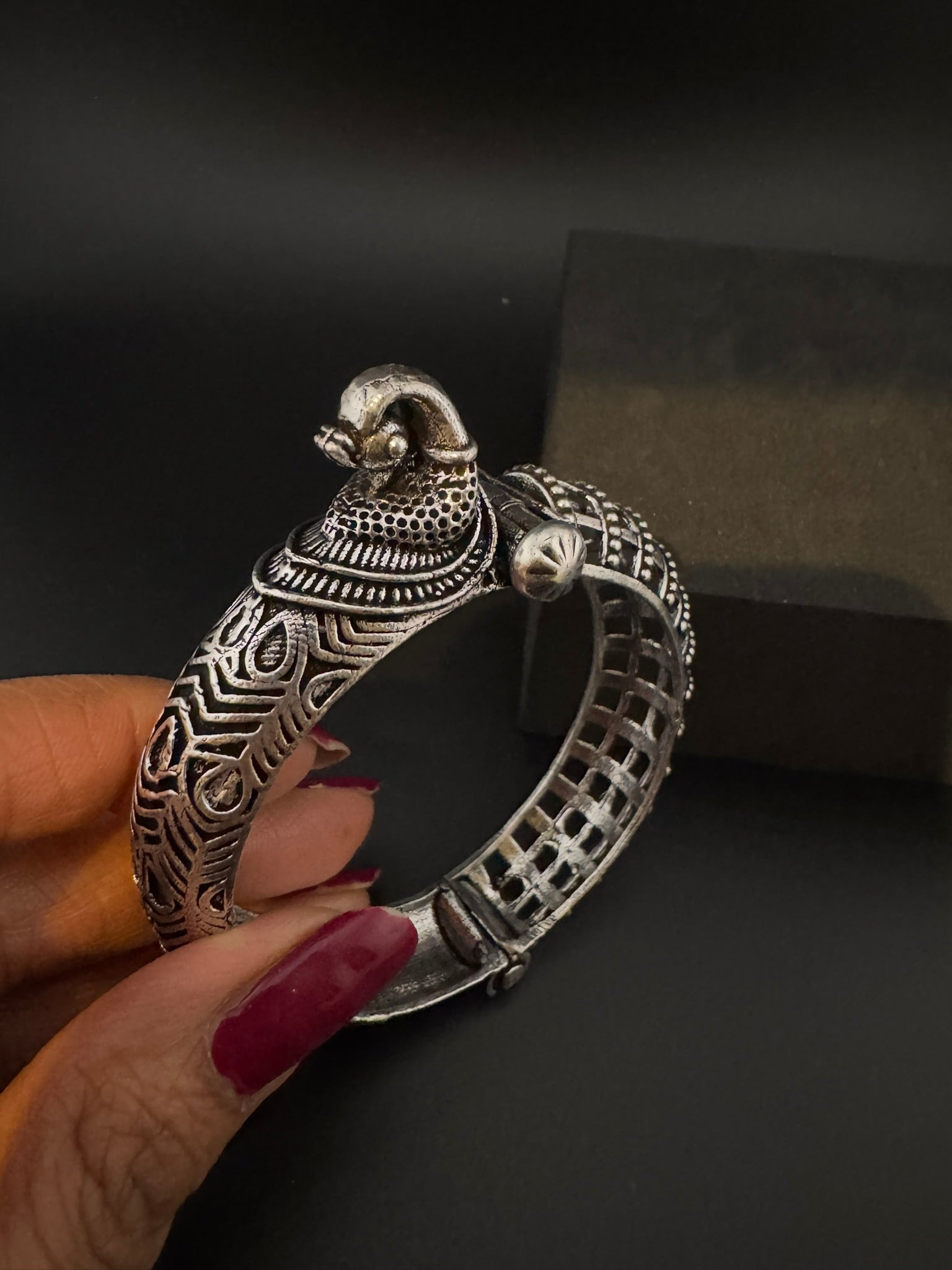 Openable Oxidized German Silver Peacock Designer Single bangle/Unique Bangle/Indian Jewelry