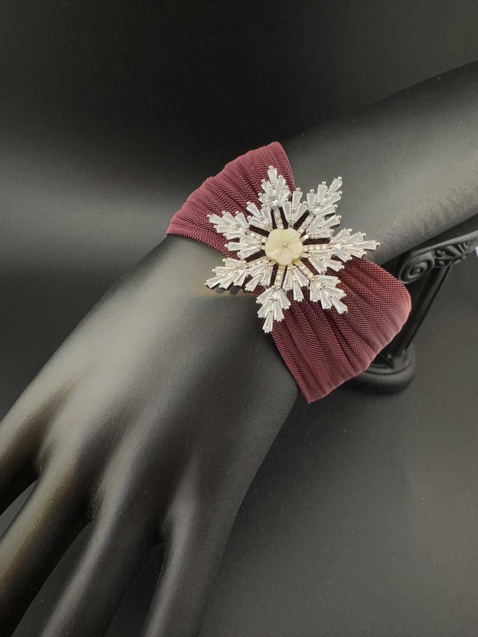 Openable Metal Mesh, Stone and Cubic Zirconia Bracelet Designer inspired Bracelet bangle