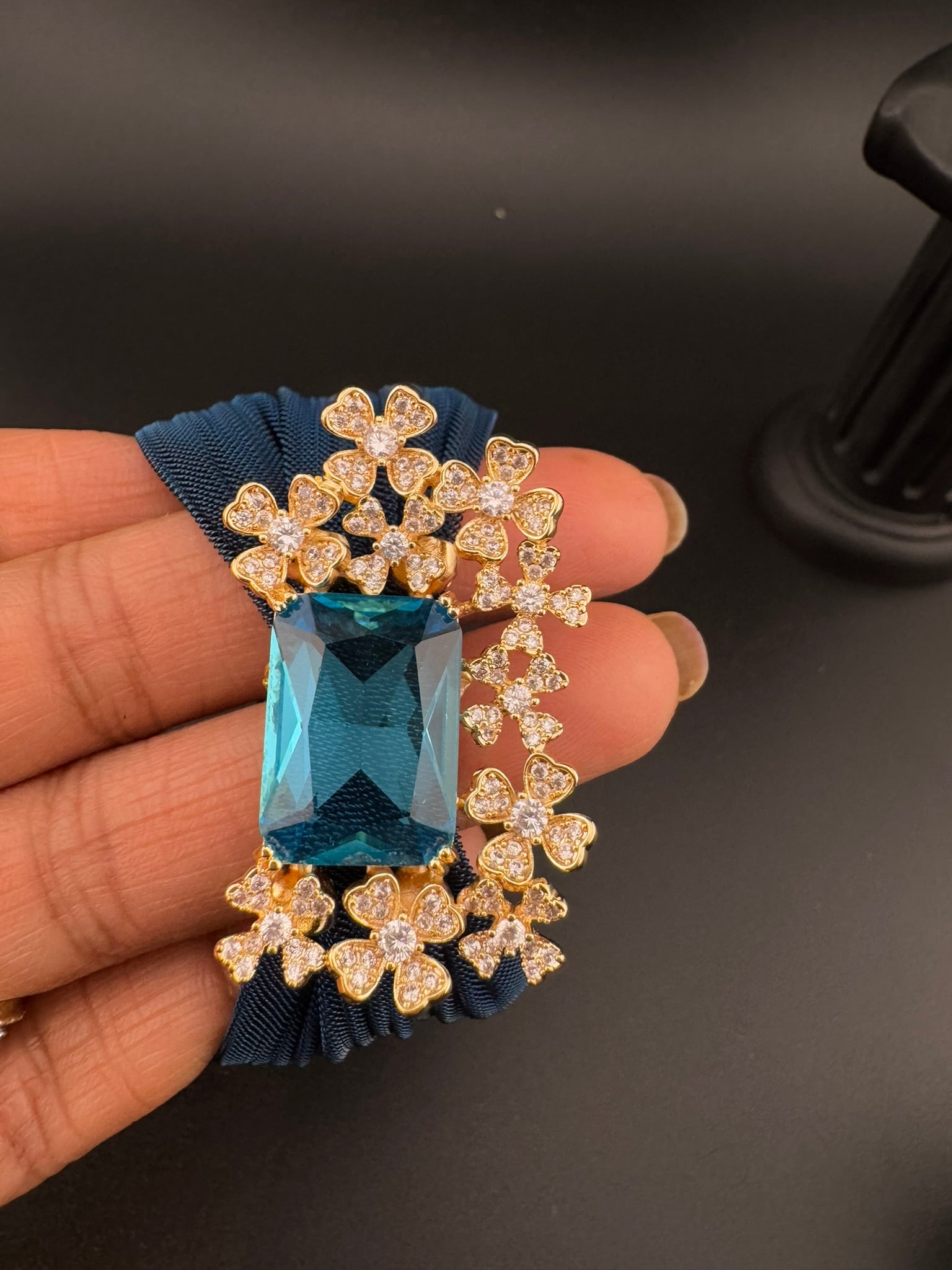 Openable Metal Mesh, Stone and Cubic Zirconia Bracelet Designer inspired Bracelet bangle