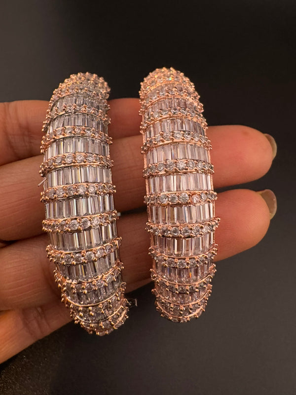 Single Openable Designer bracelet with crystal stones, Cubic Zirconia in unique Nano setting/single bangle/Fits size upto 2.6"