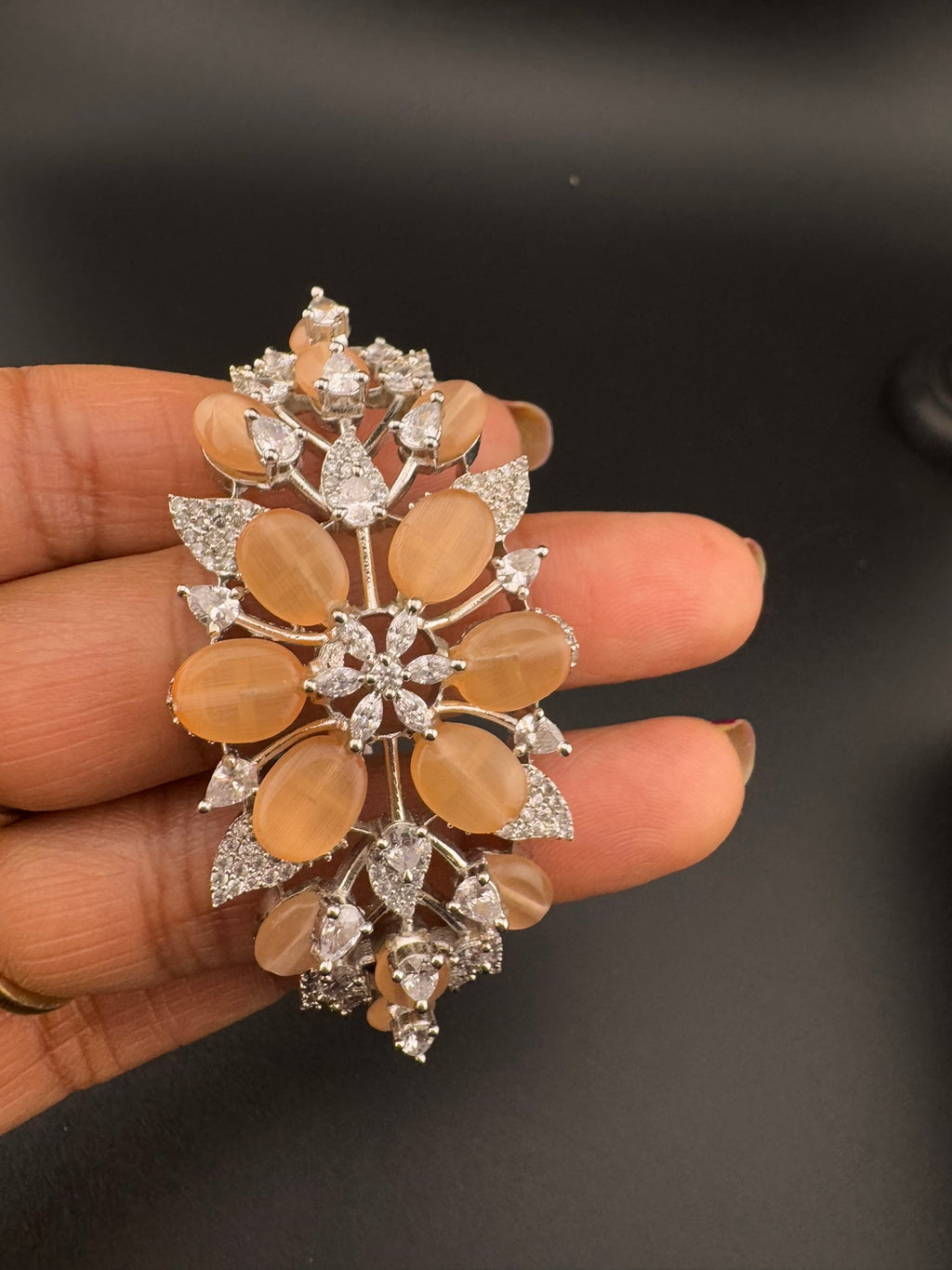 Single Silver Openable Designer bracelet with crystal stones, Cubic Zirconia in unique Nano setting/single bangle/Fits size upto 2.6"