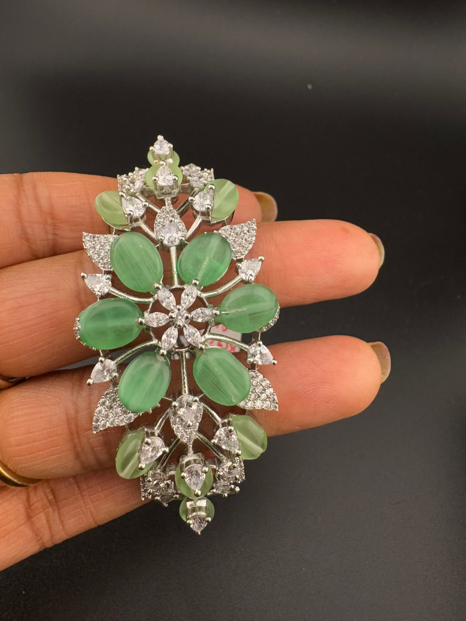 Single Silver Openable Designer bracelet with crystal stones, Cubic Zirconia in unique Nano setting/single bangle/Fits size upto 2.6"