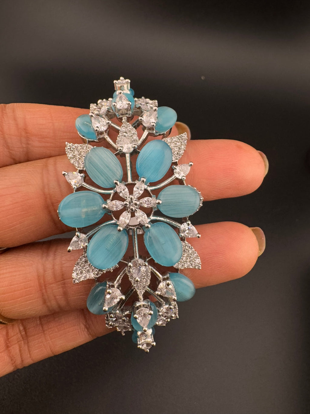 Single Silver Openable Designer bracelet with crystal stones, Cubic Zirconia in unique Nano setting/single bangle/Fits size upto 2.6"