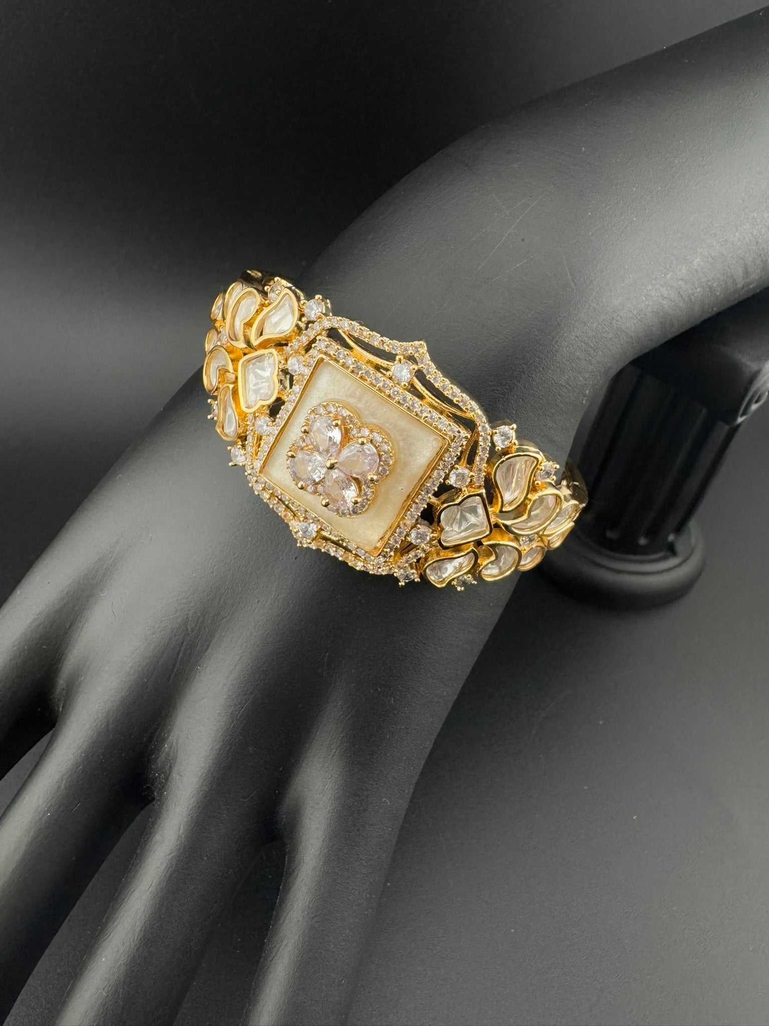 Premium Quality Moissanite Kundan, cubic zirconia is Designer inspired Bracelet