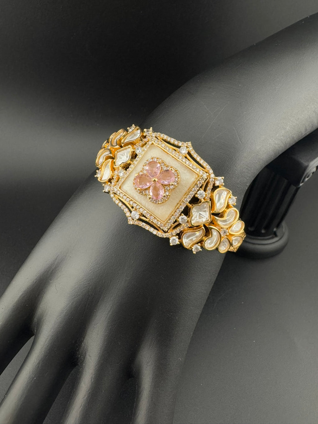 Premium Quality Moissanite Kundan, cubic zirconia is Designer inspired Bracelet